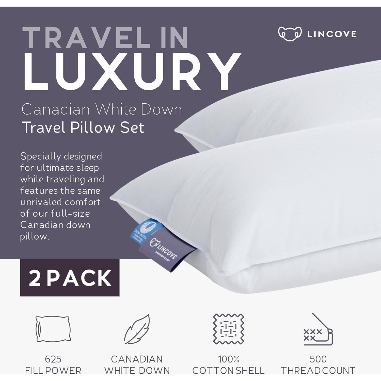 Almohada de Viaje Lincove Microgel 2 Paquete 40x30cm Suave
