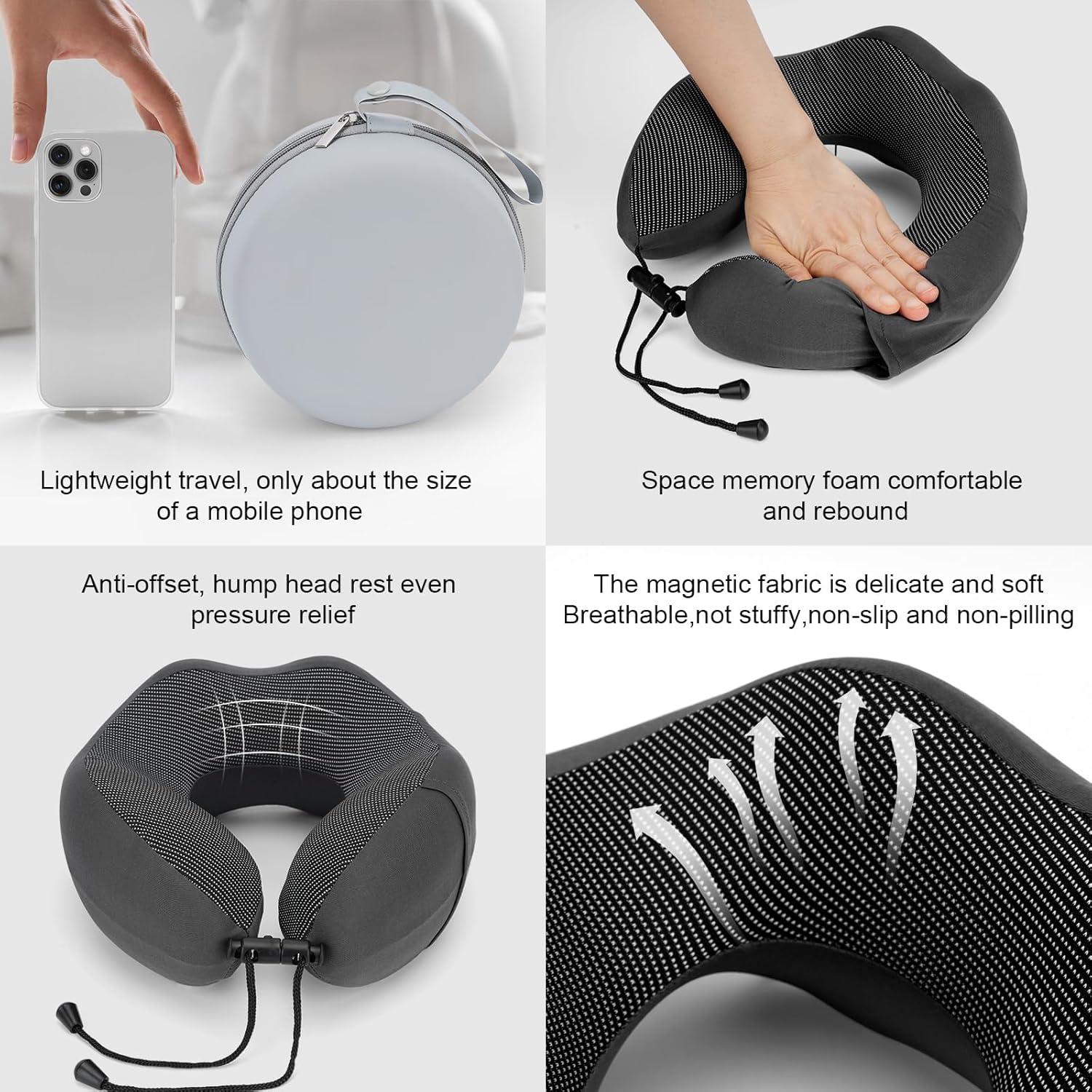 Almohada de Viaje Ergonómica JMBNH de Espuma Viscoelástica Gris