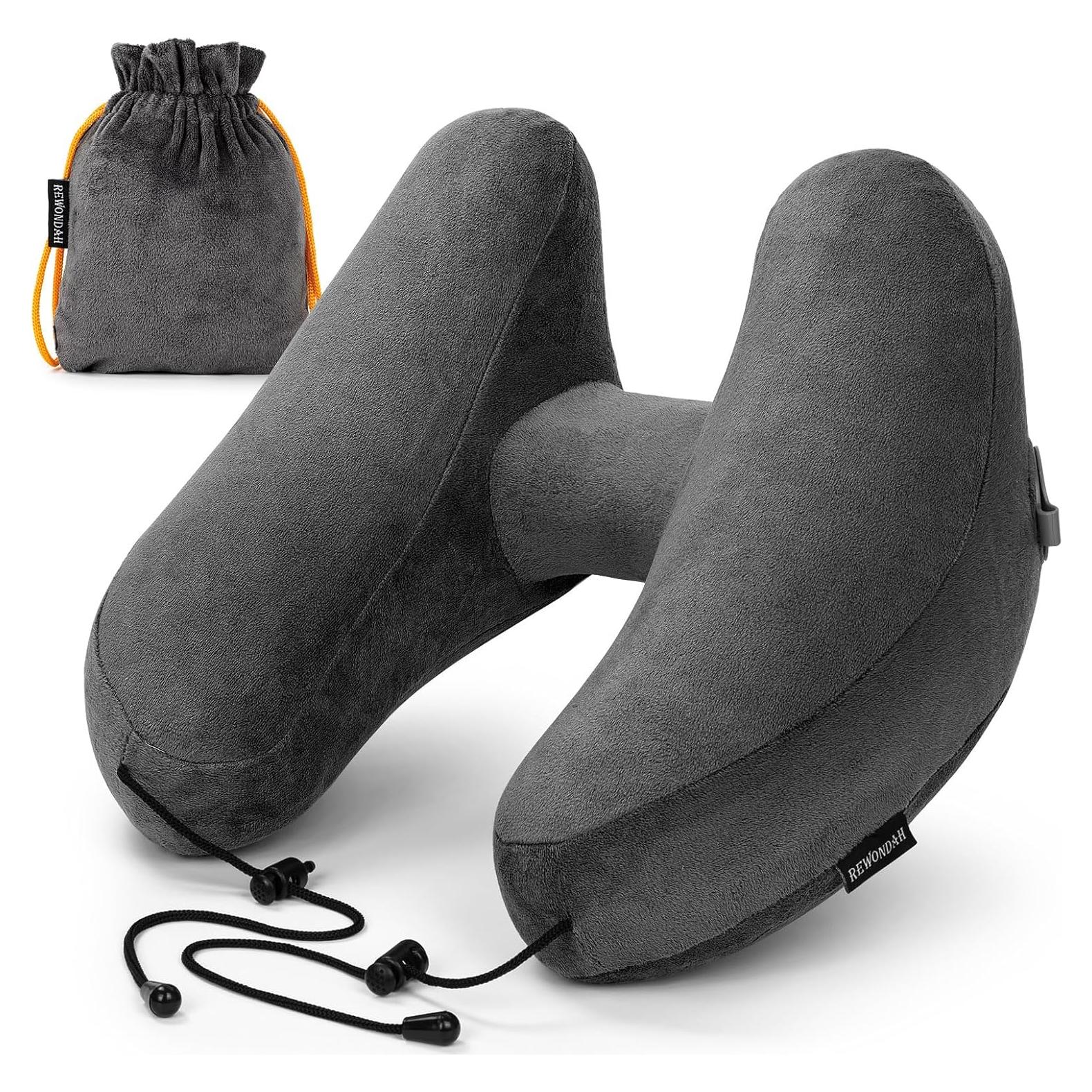 Almohada Inflable de Viaje Rewondah para Cuello - Gris Oscuro