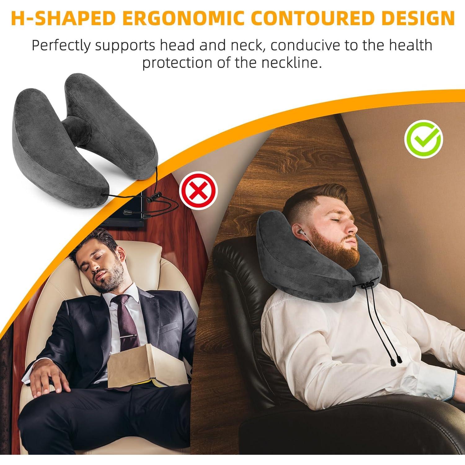 Almohada Inflable de Viaje Rewondah para Cuello - Gris Oscuro