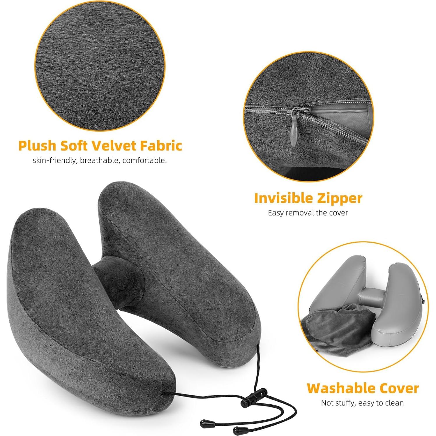 Almohada Inflable de Viaje Rewondah para Cuello - Gris Oscuro