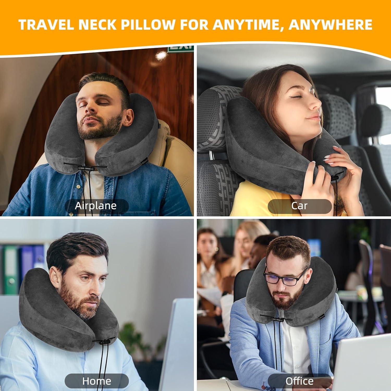 Almohada Inflable de Viaje Rewondah para Cuello - Gris Oscuro