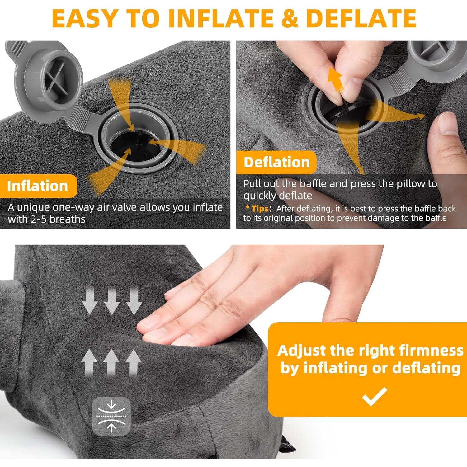 Almohada Inflable de Viaje Rewondah para Cuello - Gris Oscuro