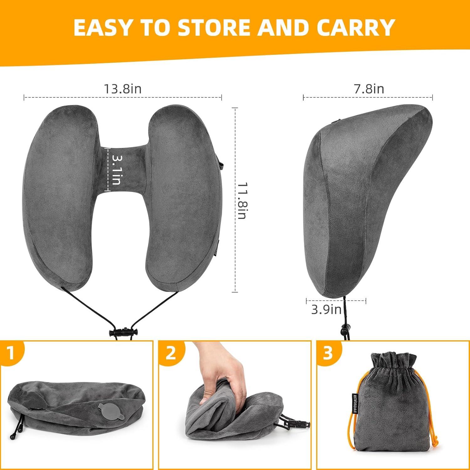 Almohada Inflable de Viaje Rewondah para Cuello - Gris Oscuro