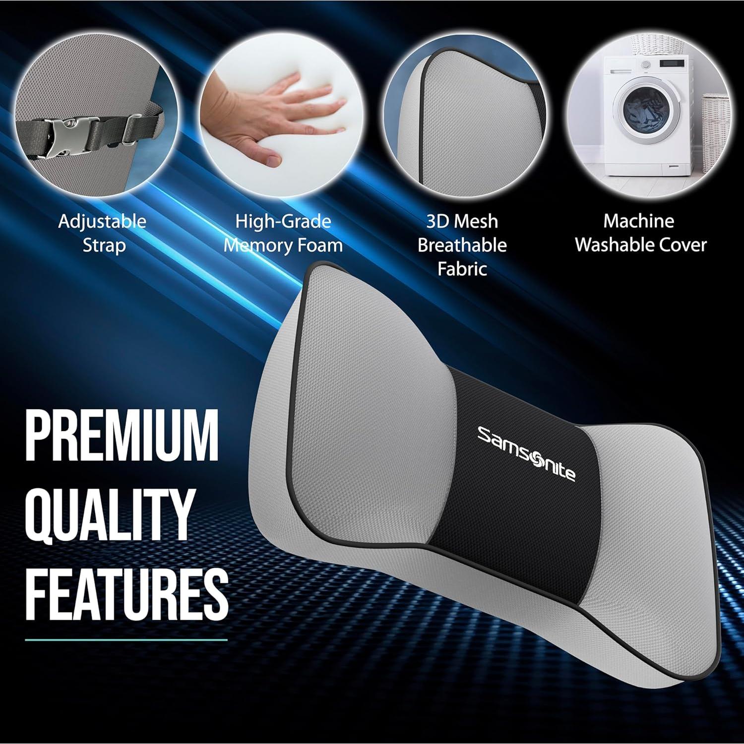 Almohada de Cuello Samsonite SA5249 - Espuma Viscoelástica Ergonómica Gris