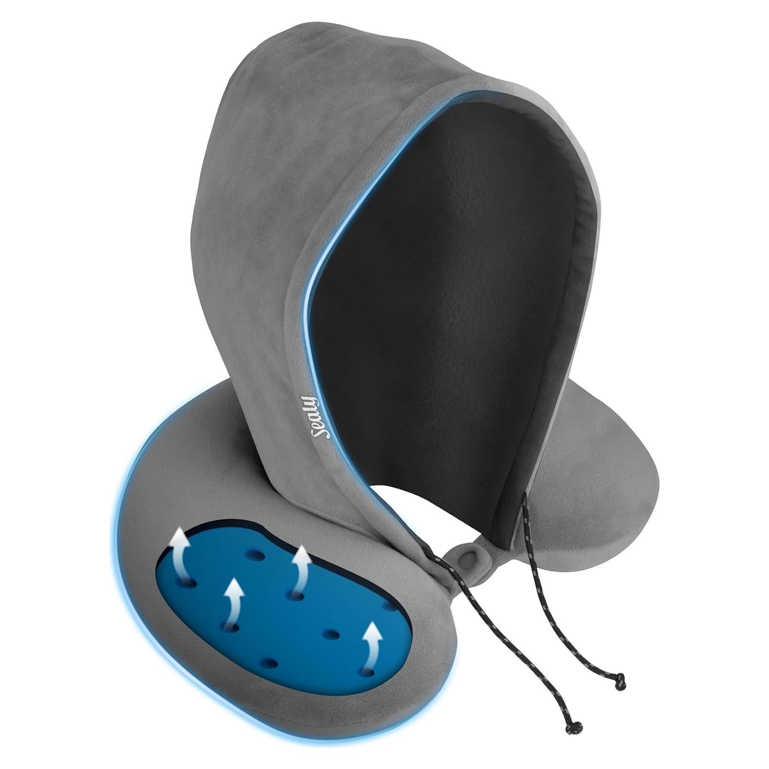 Almohada de Viaje con Capucha Sealy SL11098 - Espuma de Memoria y Gel