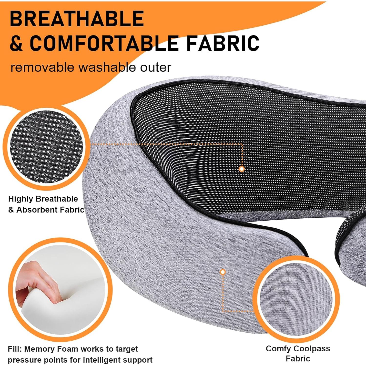 Almohada de Viaje Vzpeun con Espuma Memoria y Soporte Ergonómico