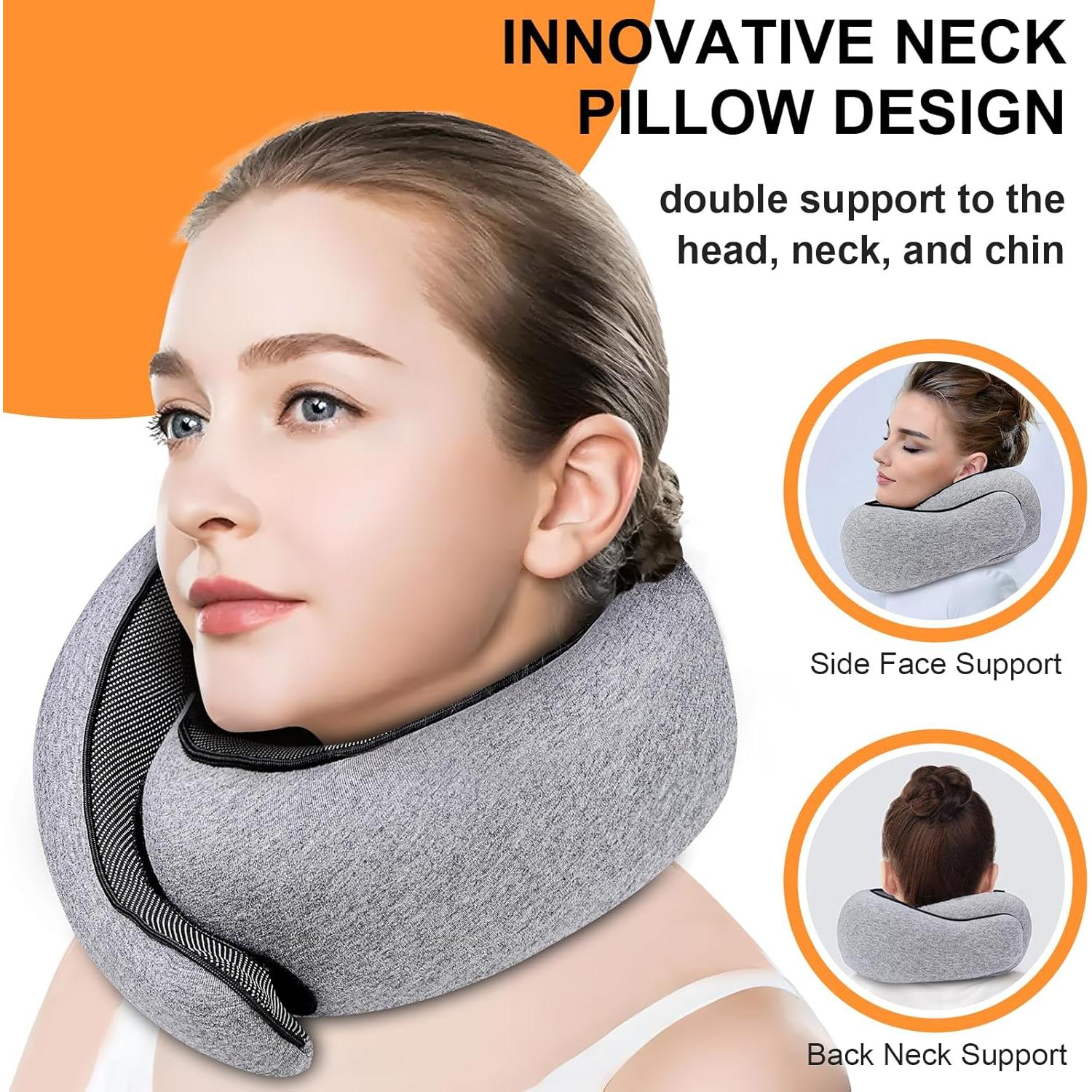 Almohada de Viaje Vzpeun con Espuma Memoria y Soporte Ergonómico