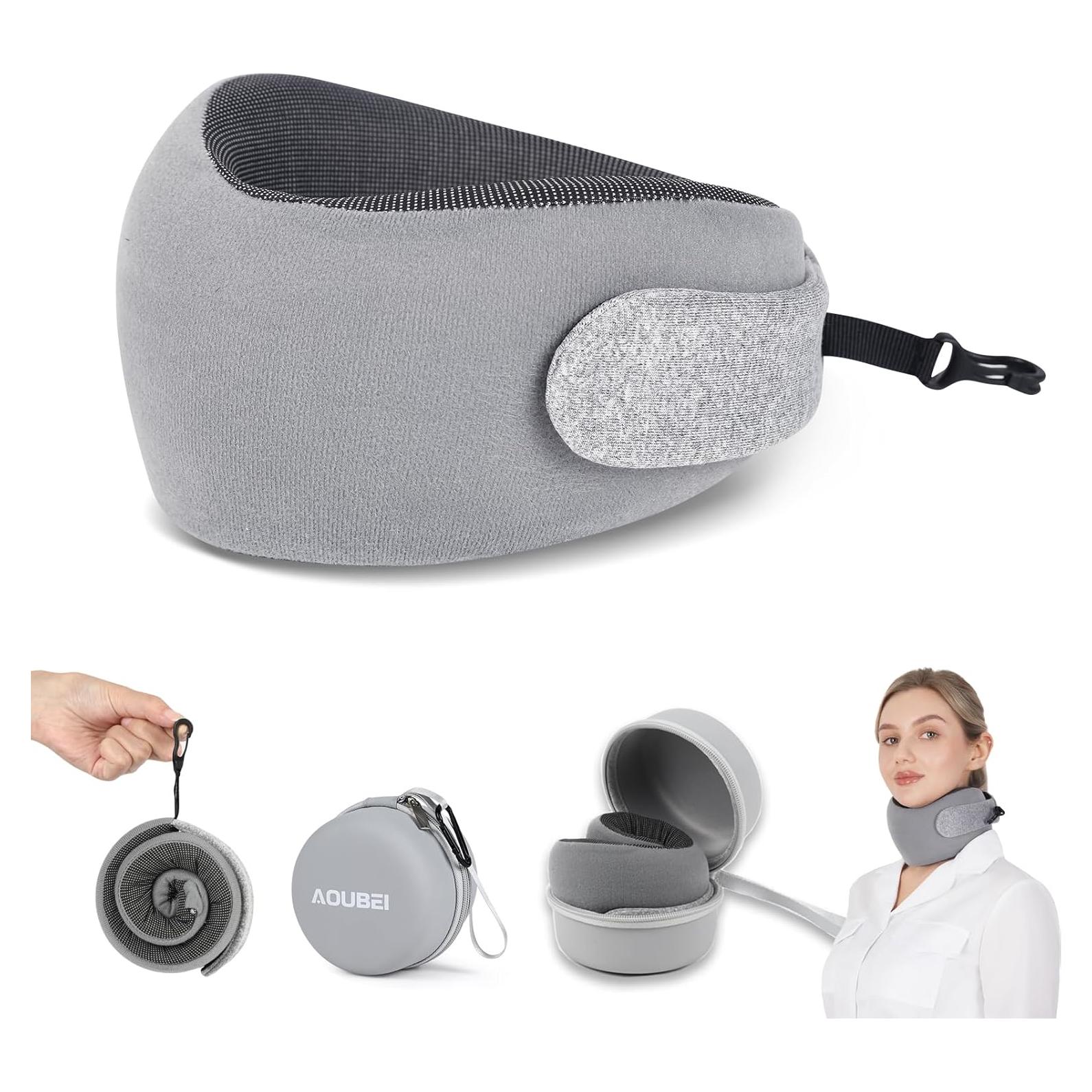 Almohada de Viaje AOUBEI con Espuma de Memoria y Funda Lavable