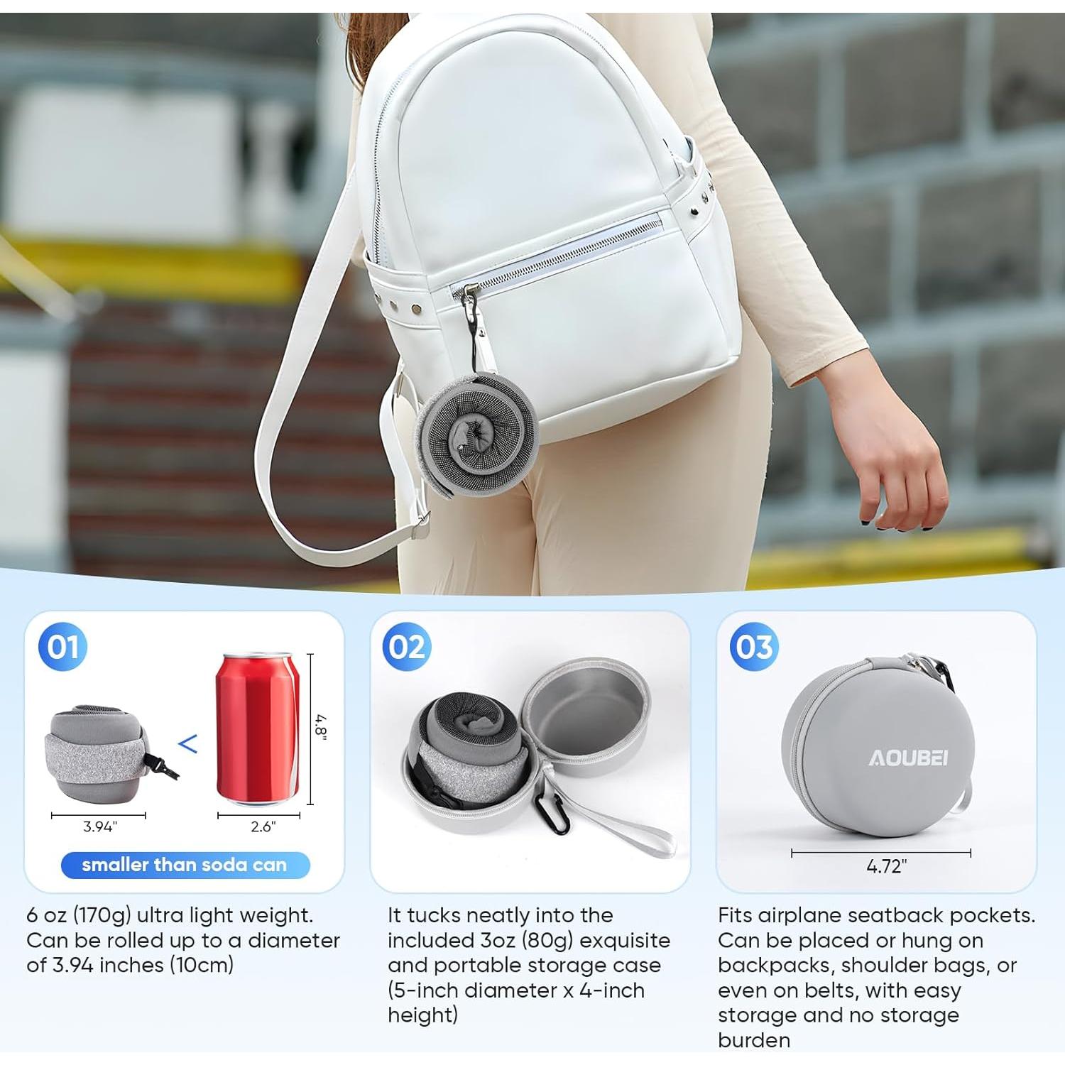 Almohada de Viaje AOUBEI con Espuma de Memoria y Funda Lavable