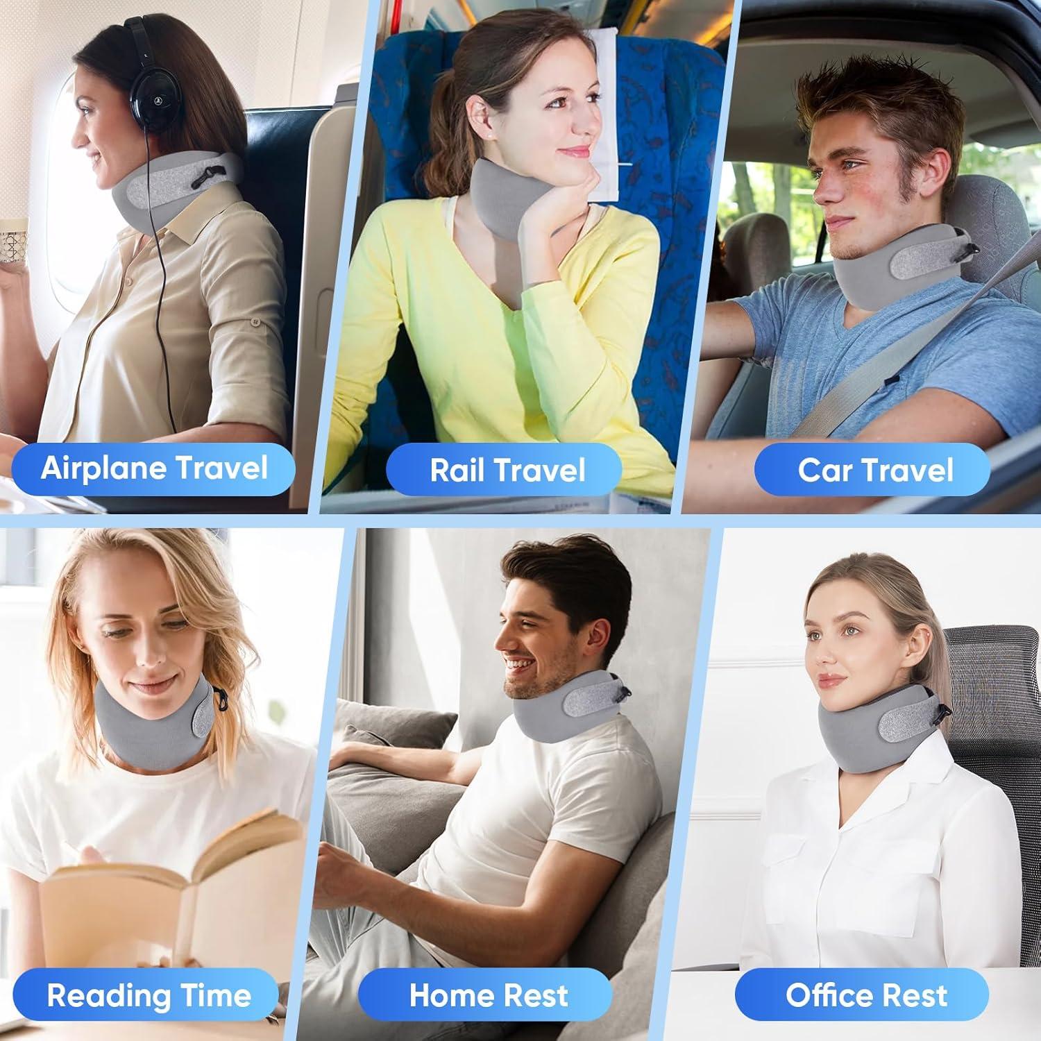 Almohada de Viaje AOUBEI con Espuma de Memoria y Funda Lavable