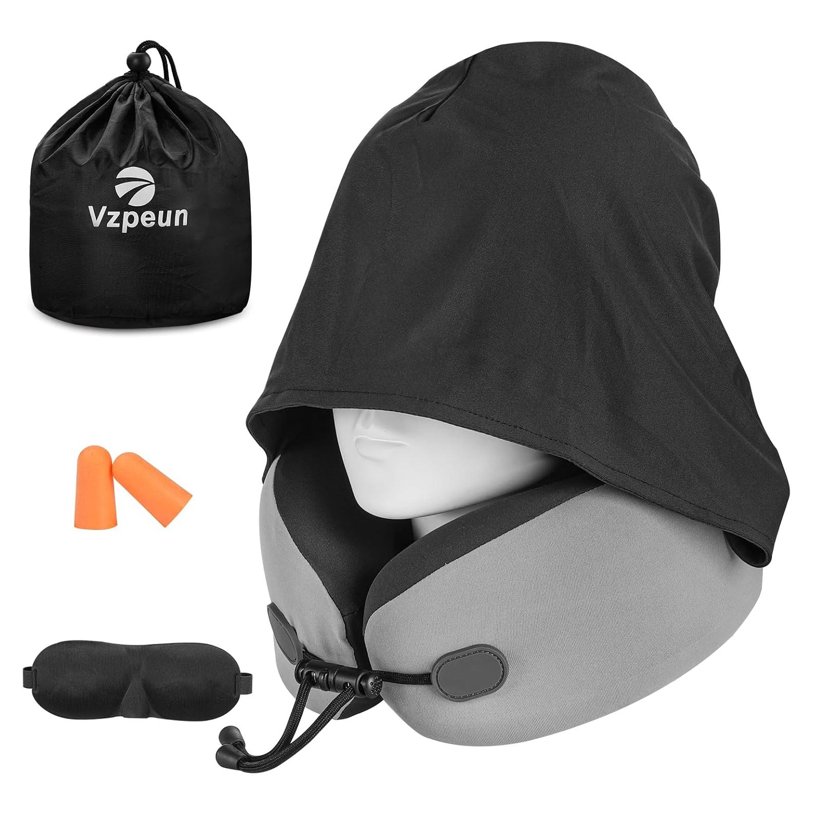 Almohada de Viaje Vzpeun con Capucha y Espuma con Memoria