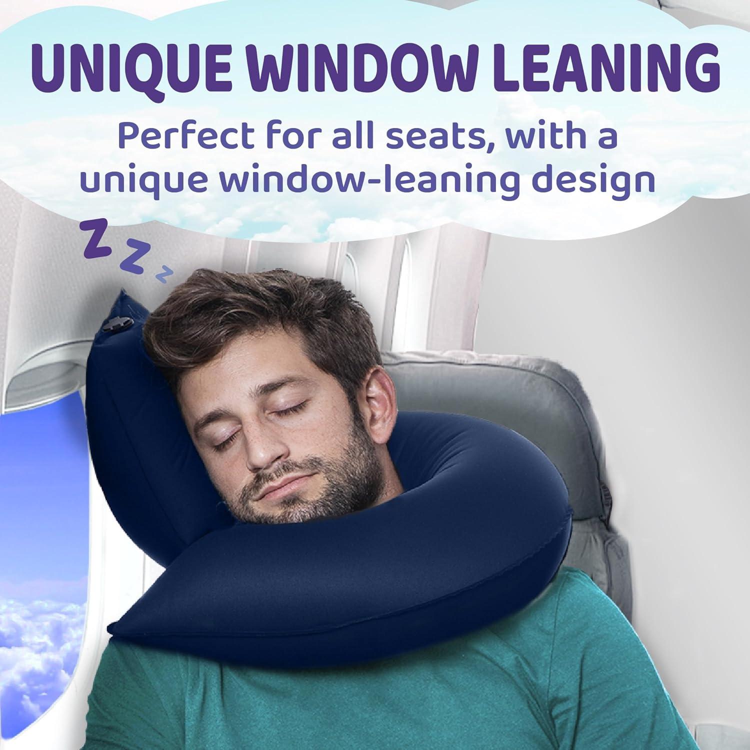 Almohada Inflable de Viaje Candy Cane - Soporte 360° Marino