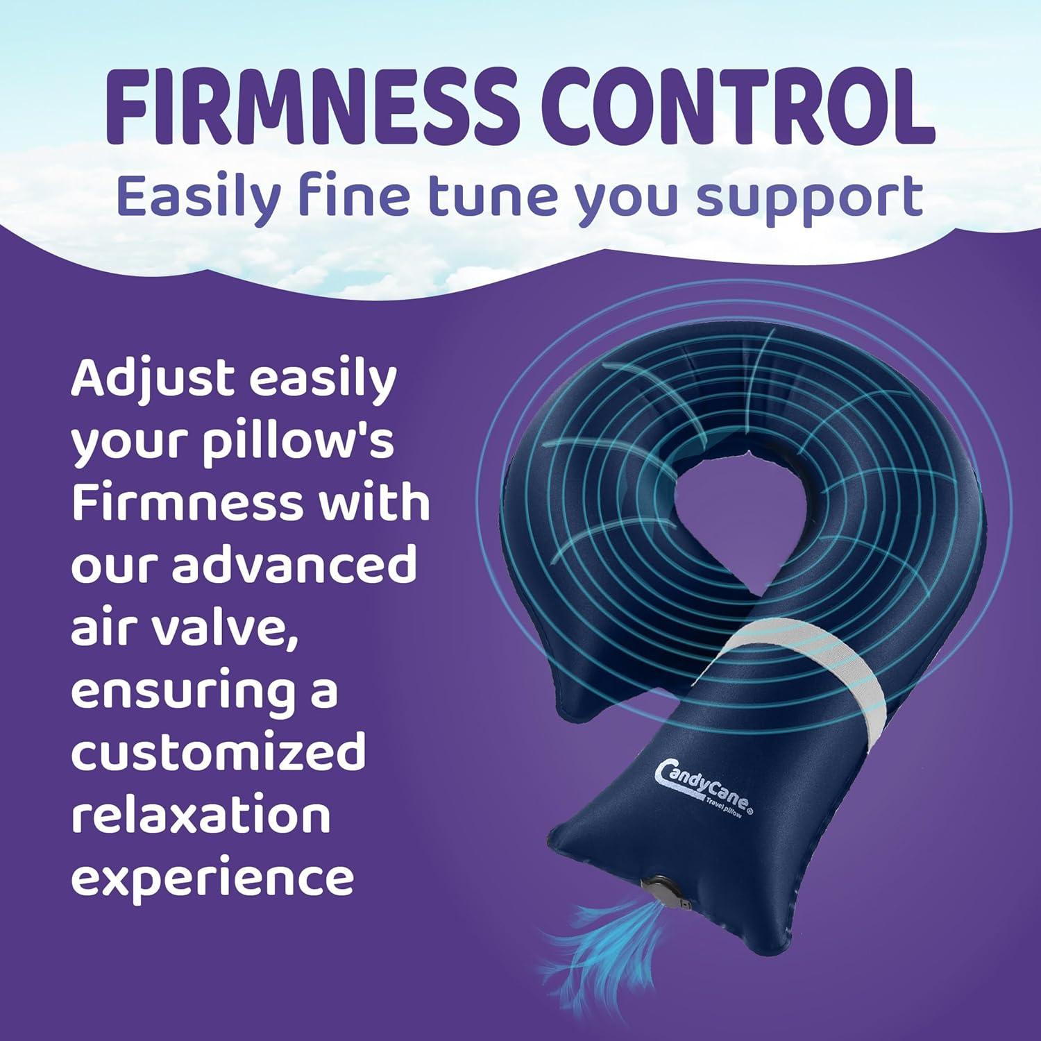 Almohada Inflable de Viaje Candy Cane - Soporte 360° Marino