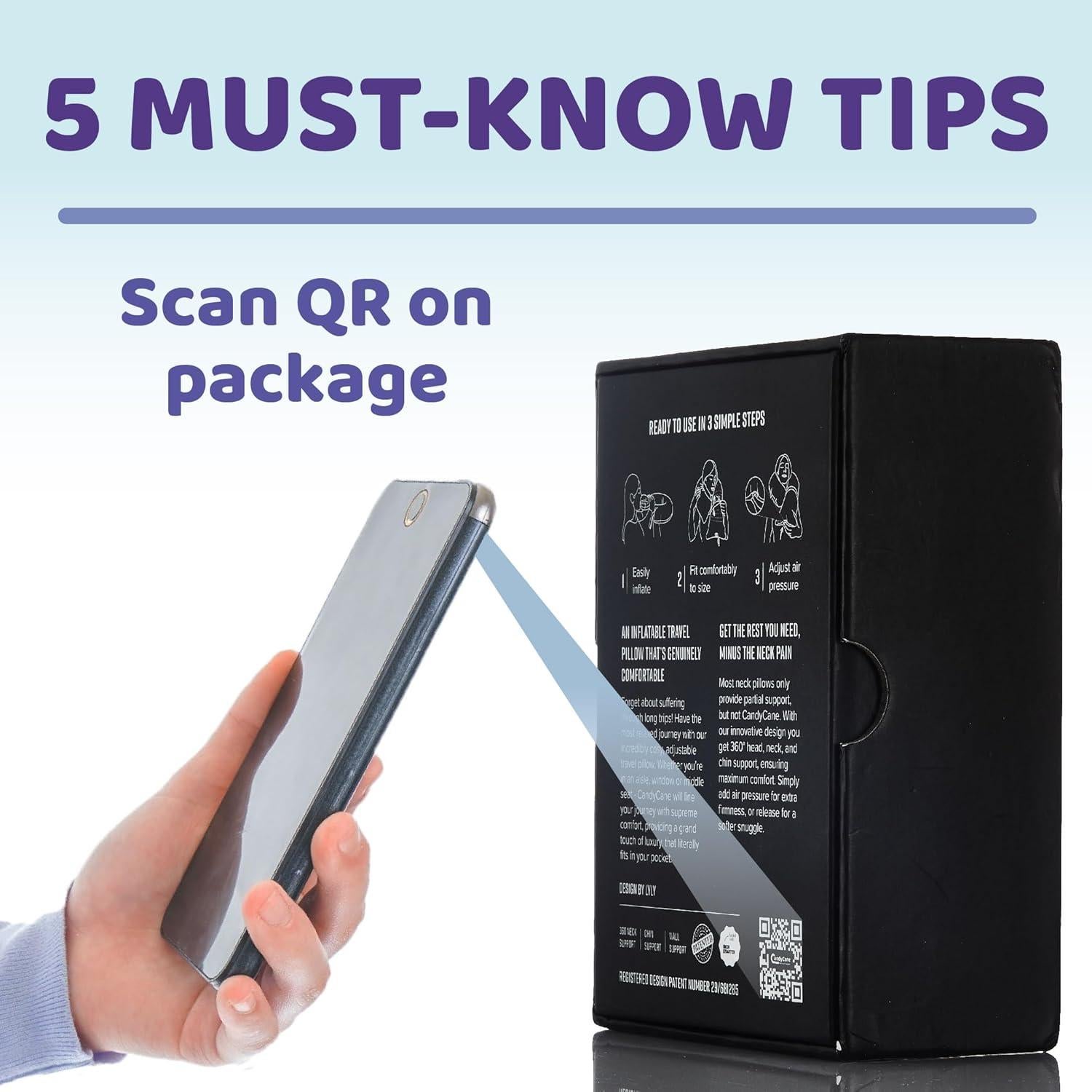 Almohada Inflable de Viaje Candy Cane - Soporte 360° Marino