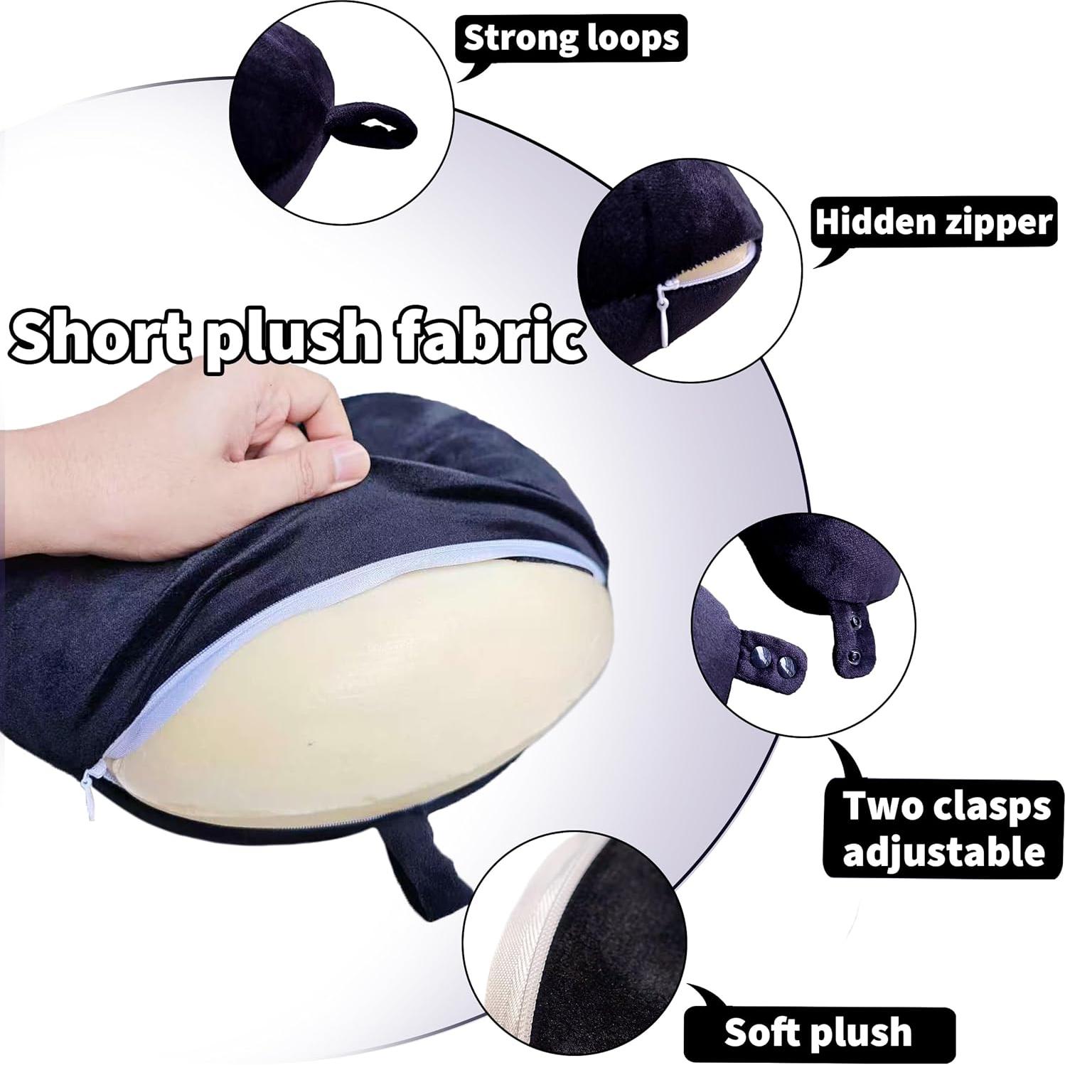 Funda de Almohada de Cuello de Viaje Foiesfiuh Negra - Lavable a Máquina