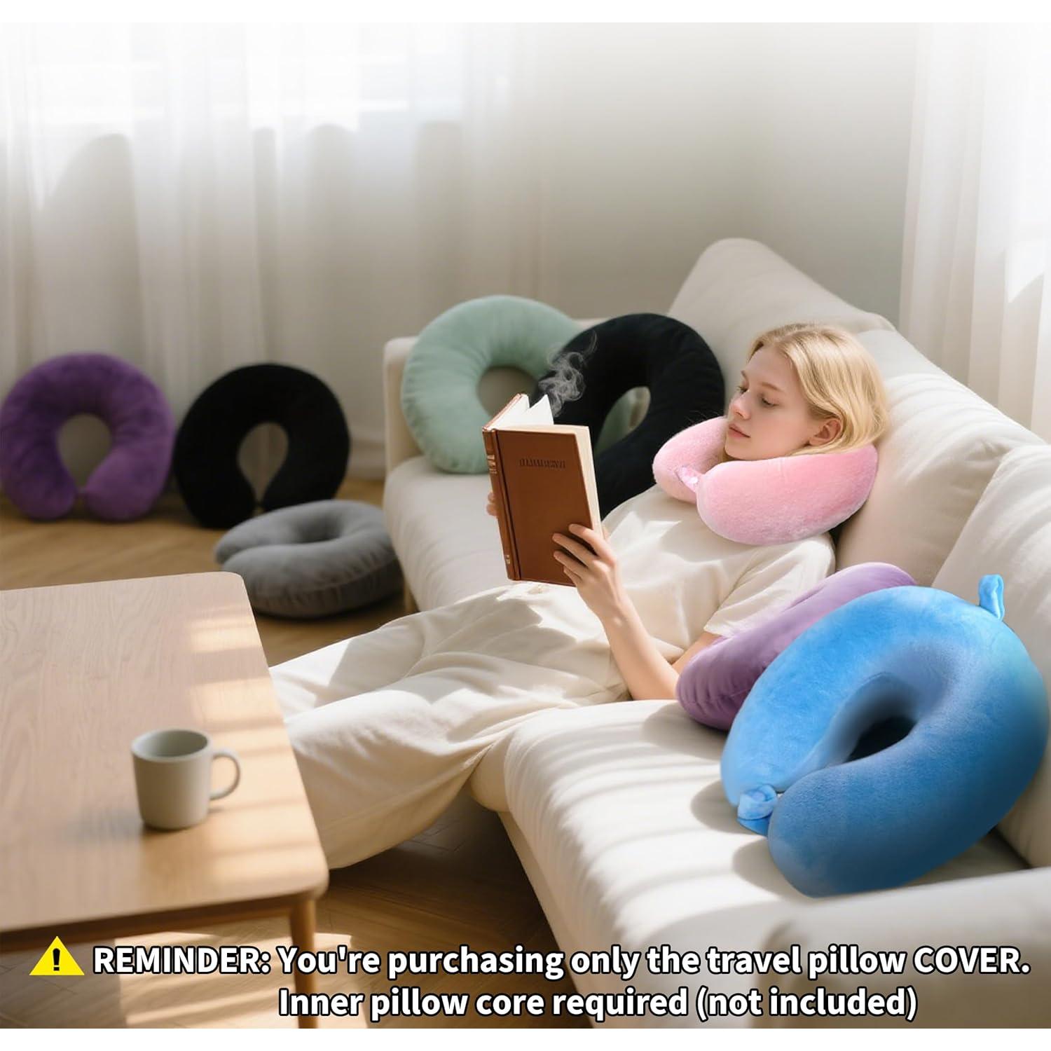 Funda de Almohada de Cuello de Viaje Foiesfiuh Negra - Lavable a Máquina