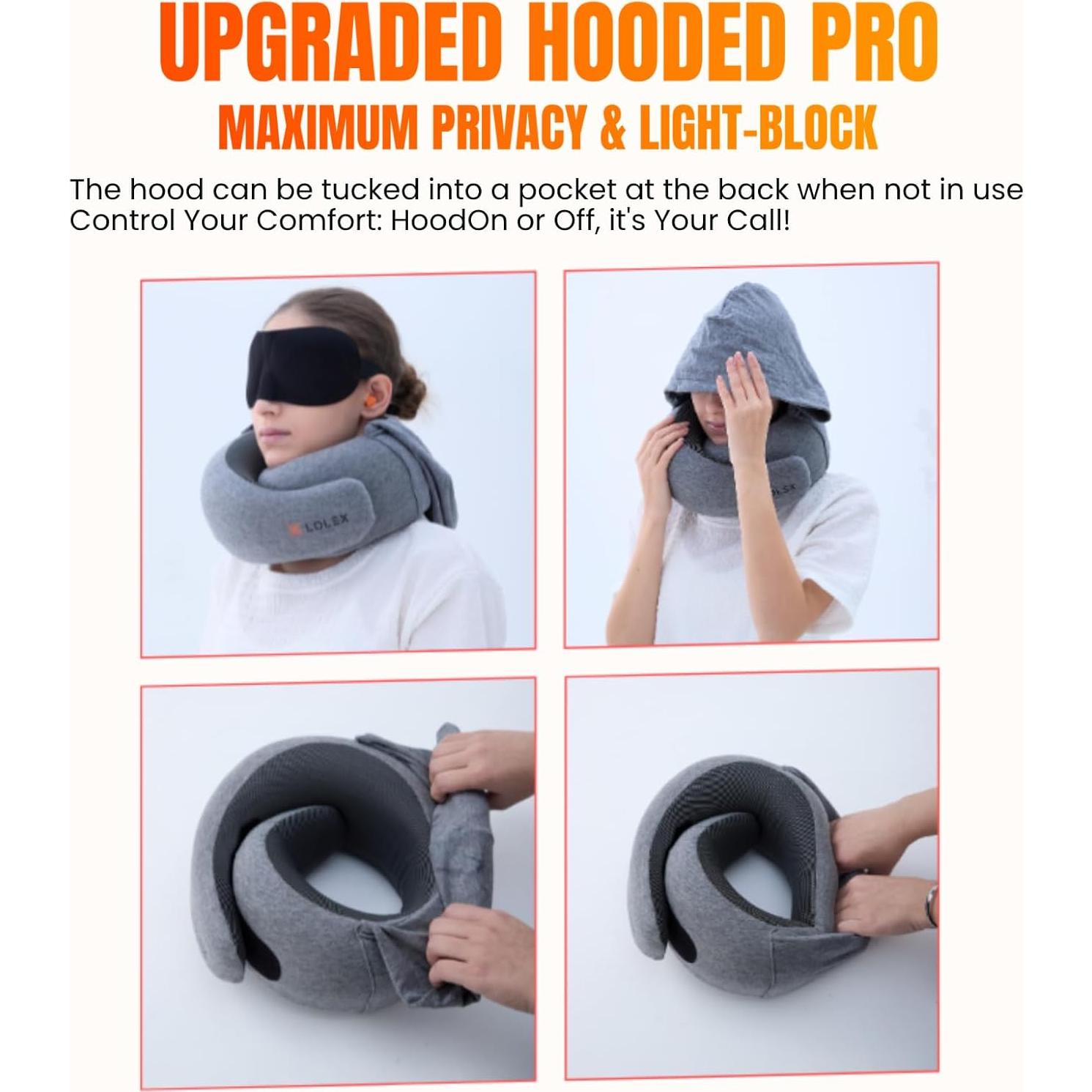 Cojín de Viaje Pro con Capucha LOLEX - Espuma Viscoelástica