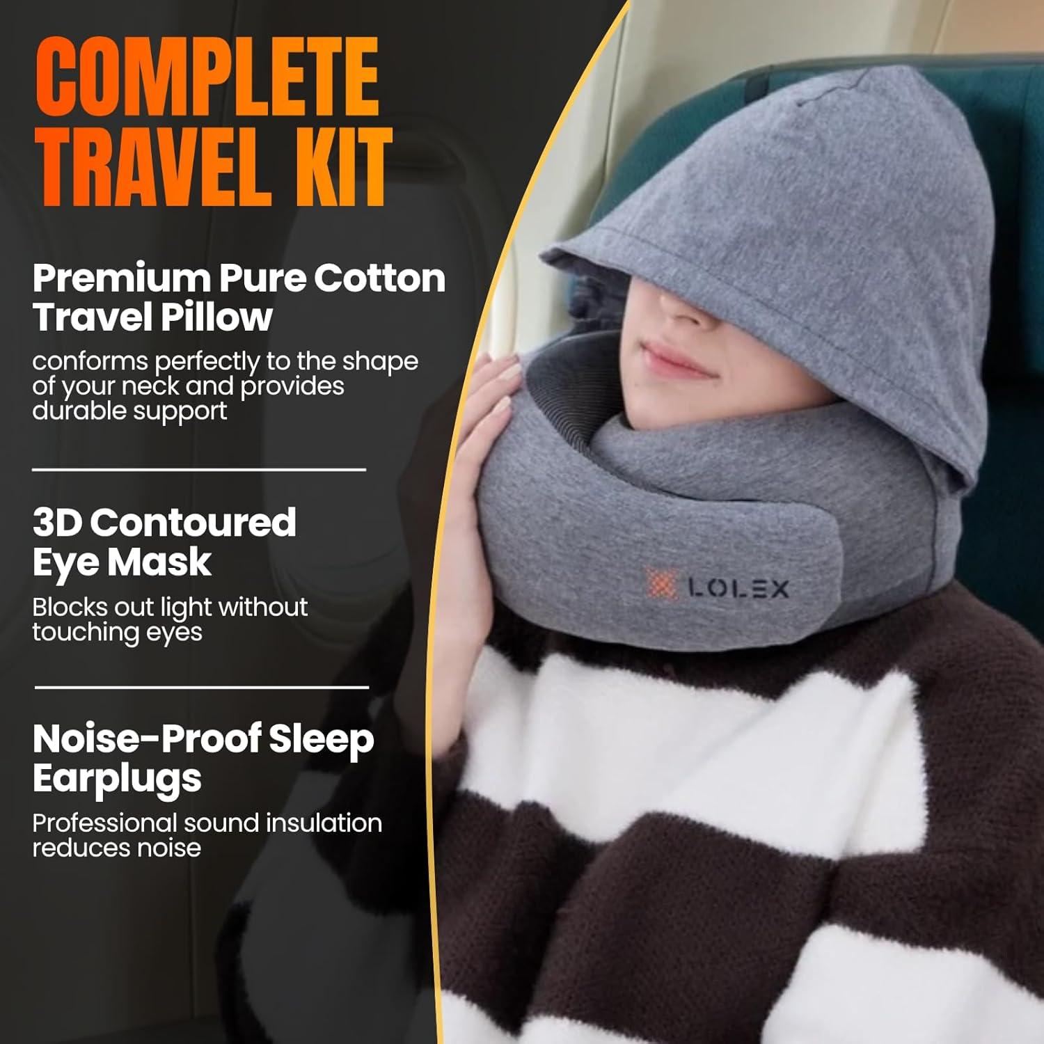 Cojín de Viaje Pro con Capucha LOLEX - Espuma Viscoelástica