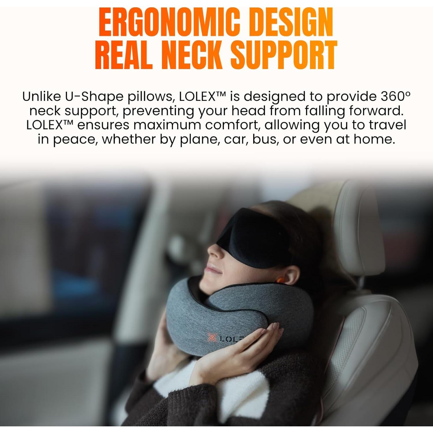 Cojín de Viaje Pro con Capucha LOLEX - Espuma Viscoelástica