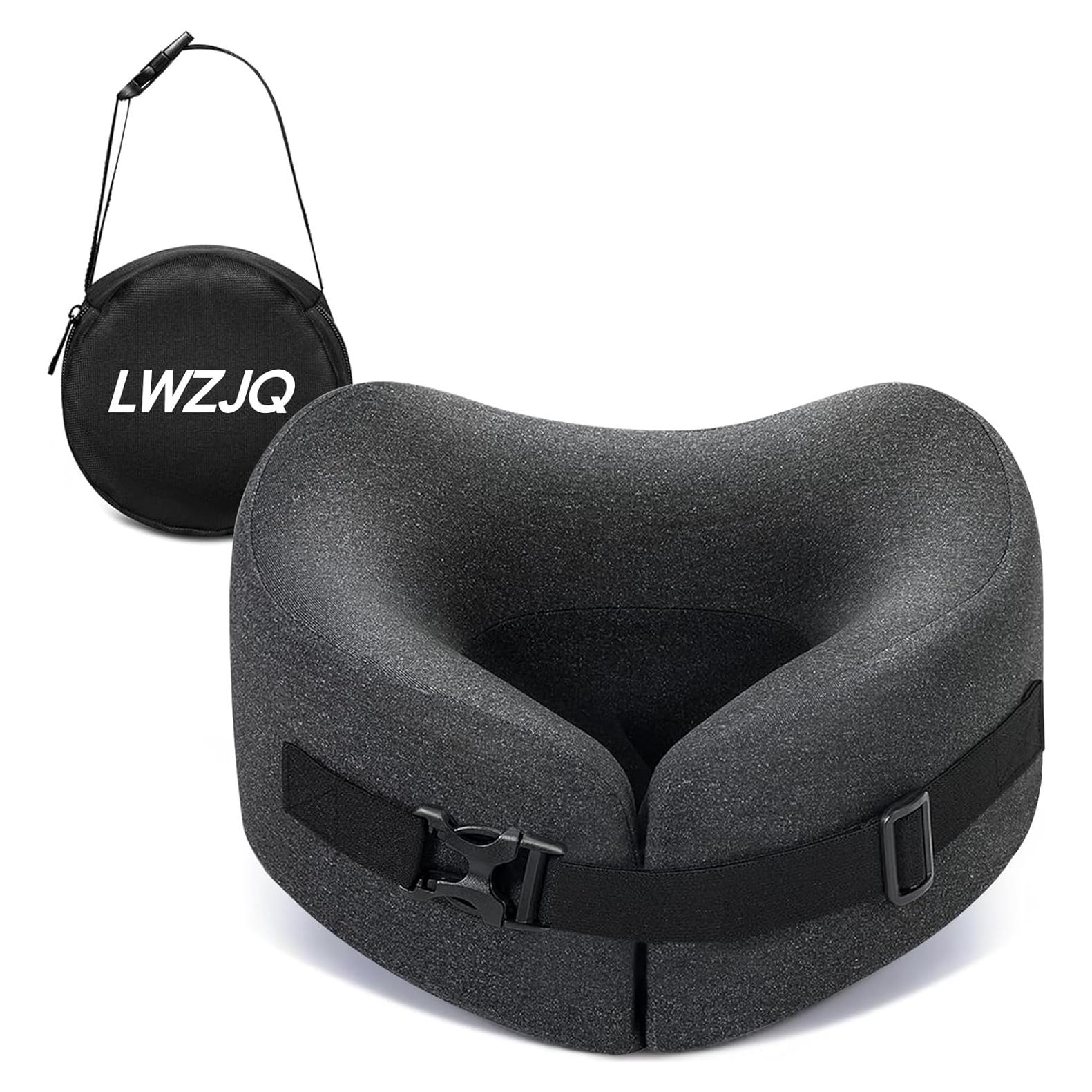 Almohada de Viaje LWZJQ de Espuma de Memoria Ajustable - Negro