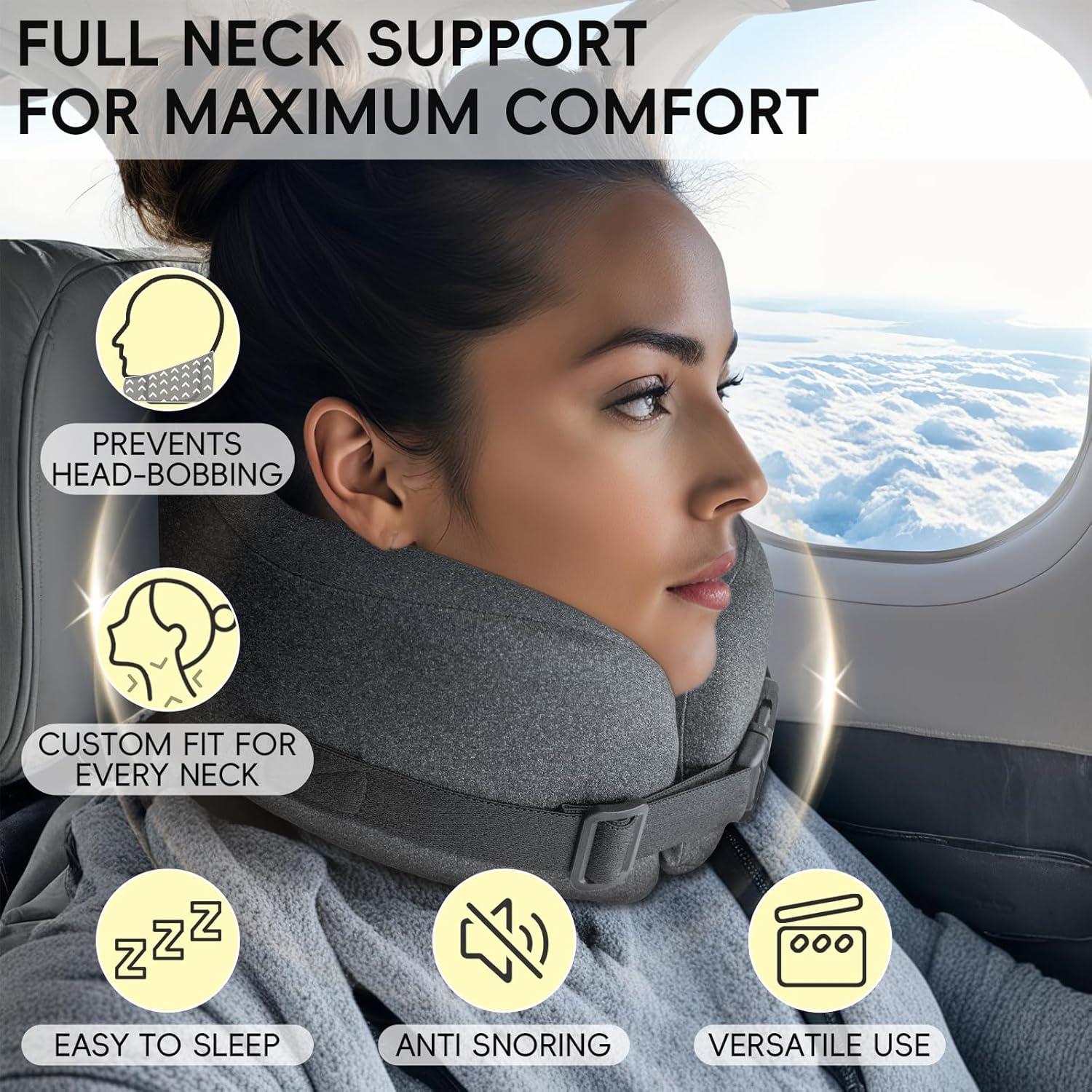 Almohada de Viaje LWZJQ de Espuma de Memoria Ajustable - Negro