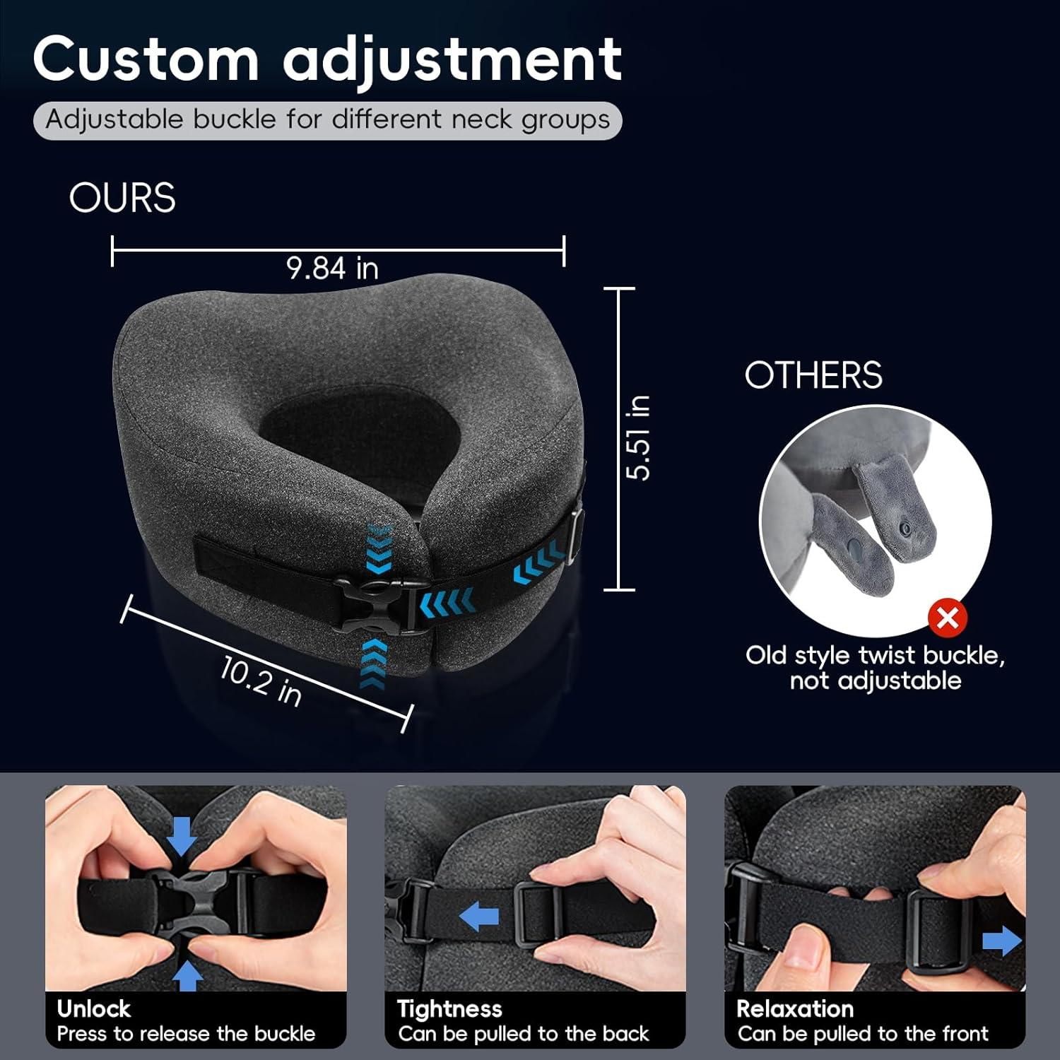 Almohada de Viaje LWZJQ de Espuma de Memoria Ajustable - Negro