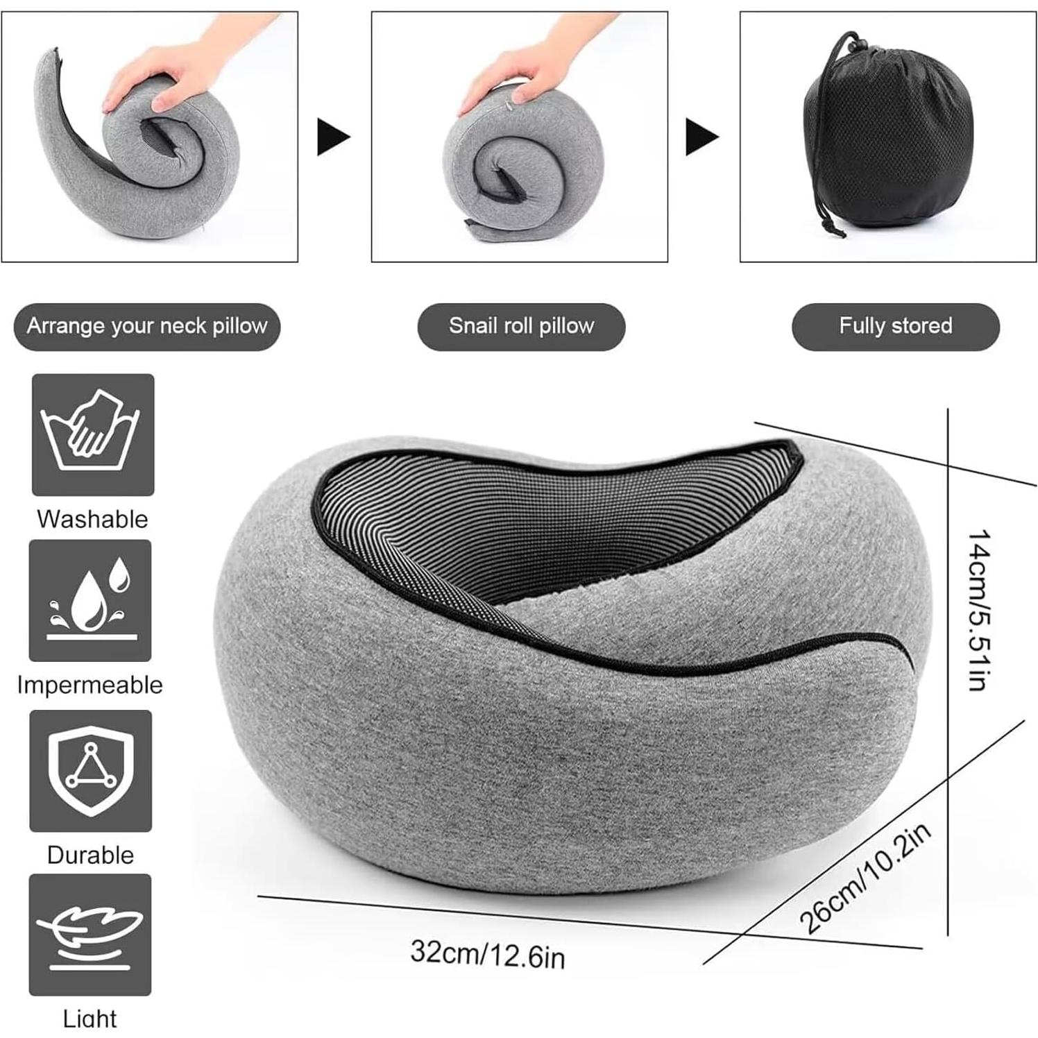 Almohada de Viaje Genérico Espuma Viscoelástica Gris Oscuro