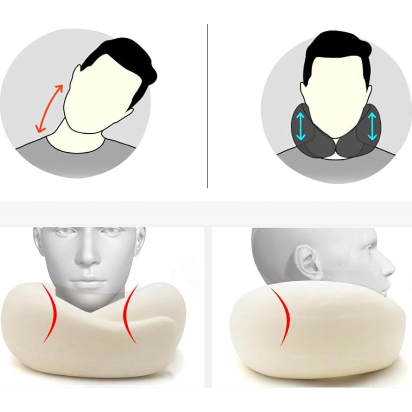 Almohada de Viaje Genérico Espuma Viscoelástica Gris Oscuro