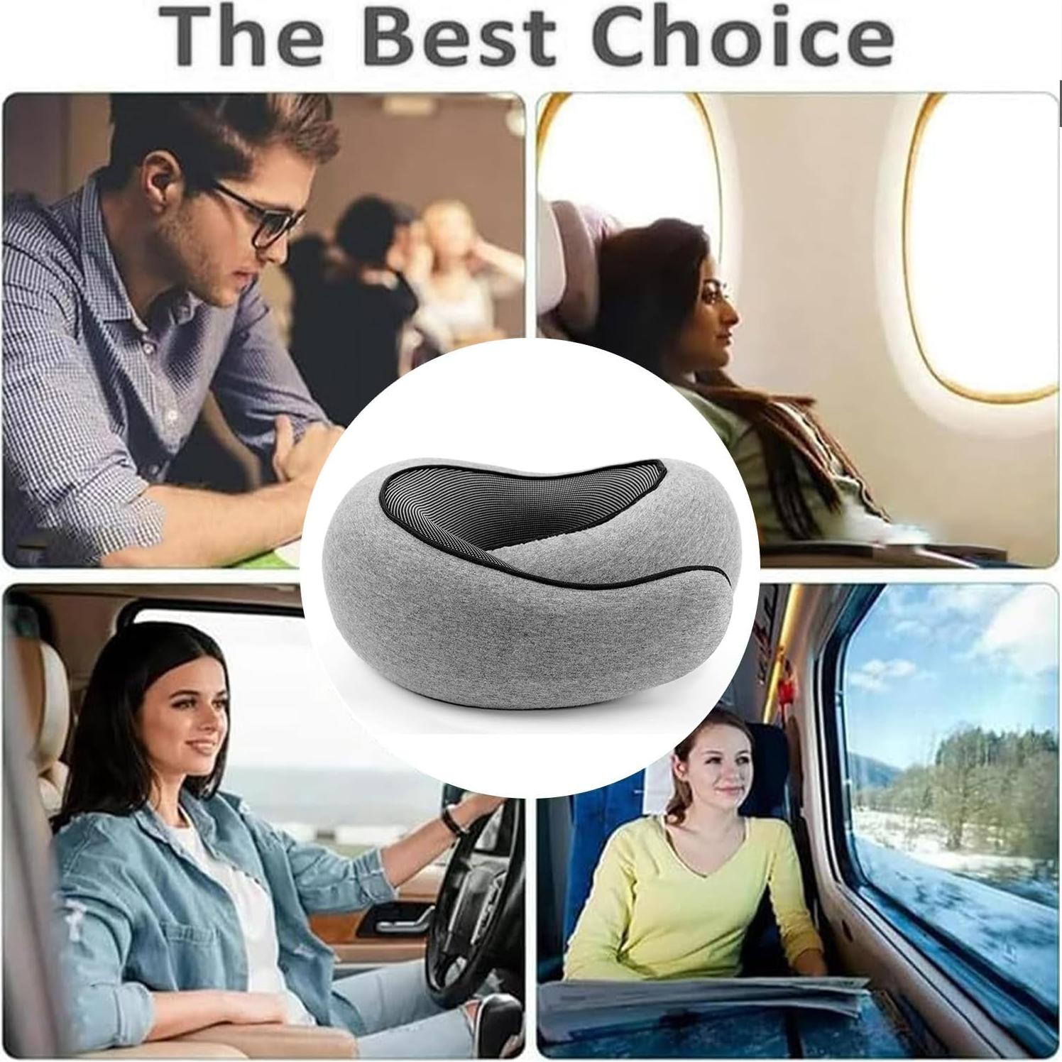 Almohada de Viaje Genérico Espuma Viscoelástica Gris Oscuro