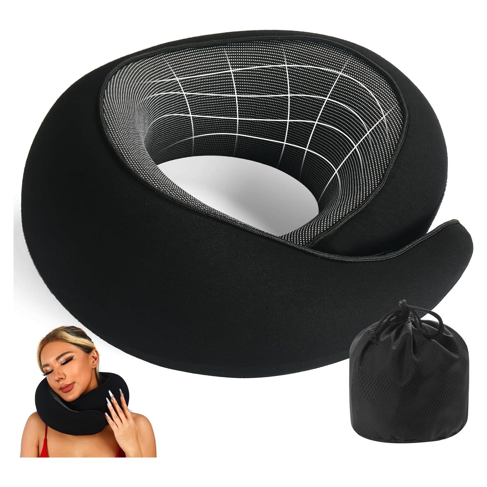 Almohada de Viaje Qrmzpot de Espuma de Memoria Negra