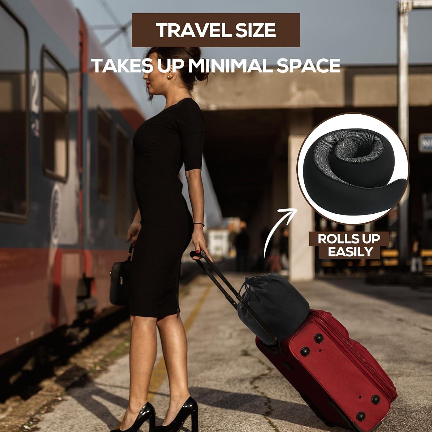 Almohada de Viaje Qrmzpot de Espuma de Memoria Negra