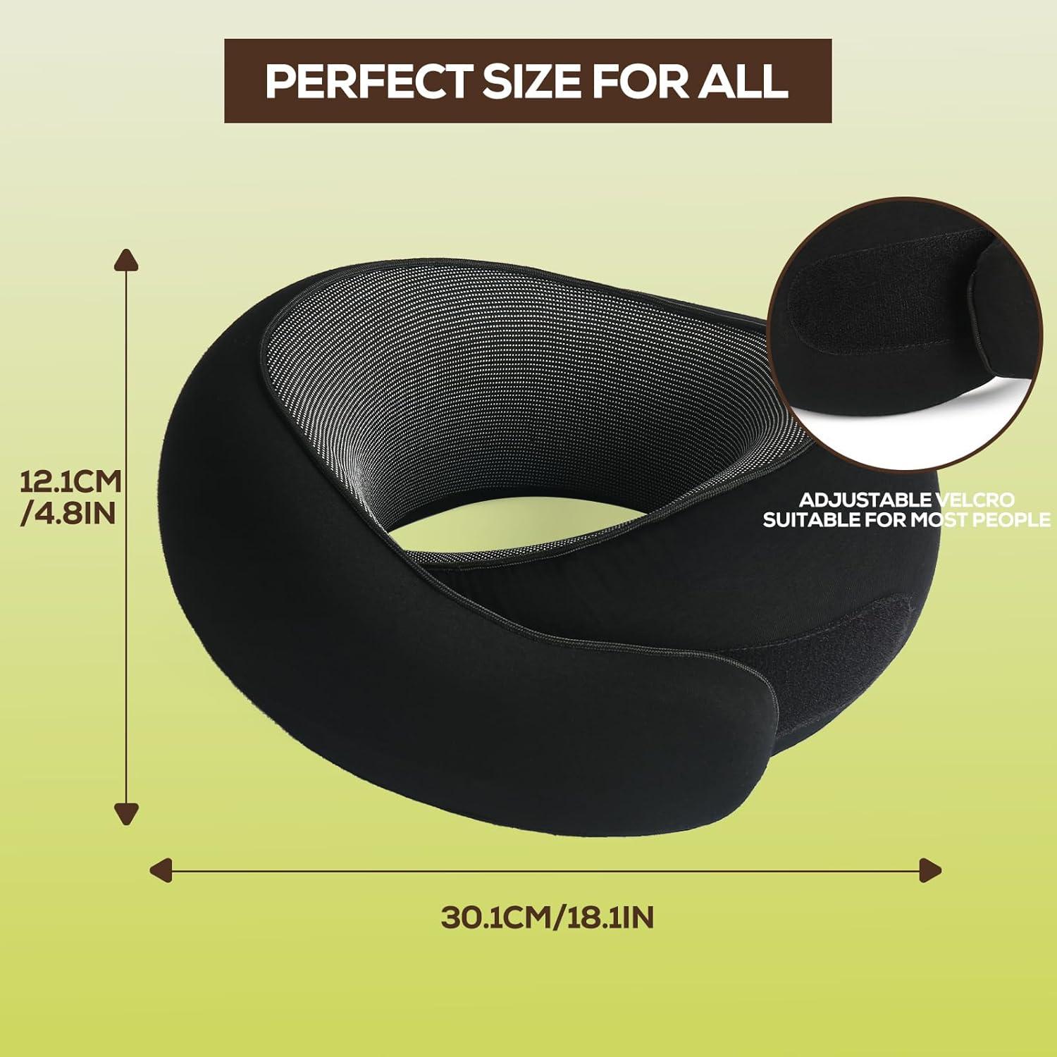 Almohada de Viaje Qrmzpot de Espuma de Memoria Negra