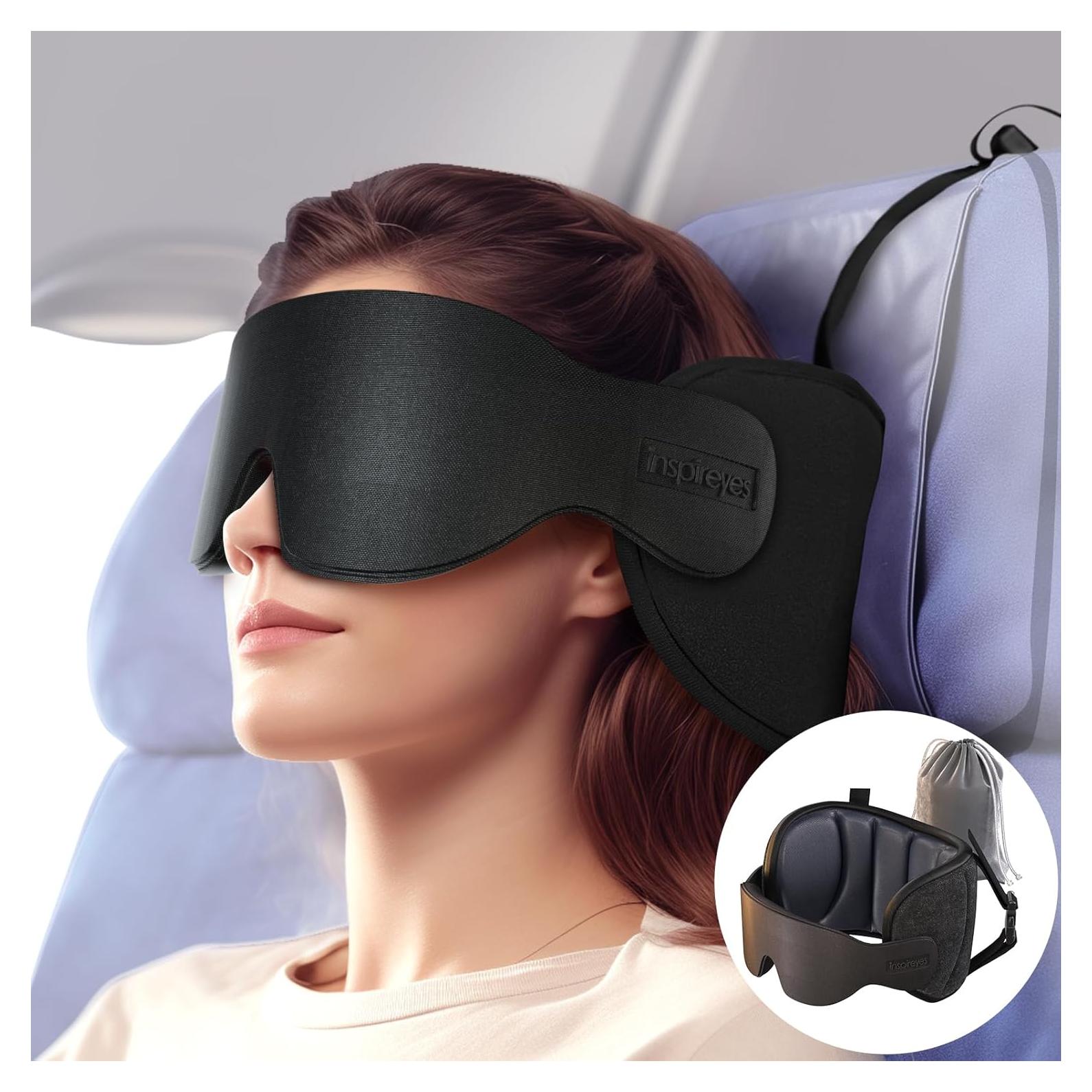 Almohada de viaje Inspireyes con soporte 360° y máscara para ojos