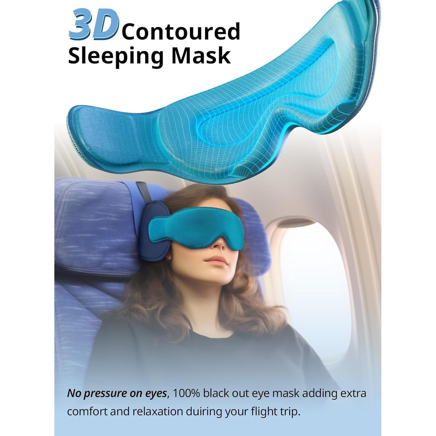 Almohada de viaje Inspireyes con soporte 360° y máscara para ojos