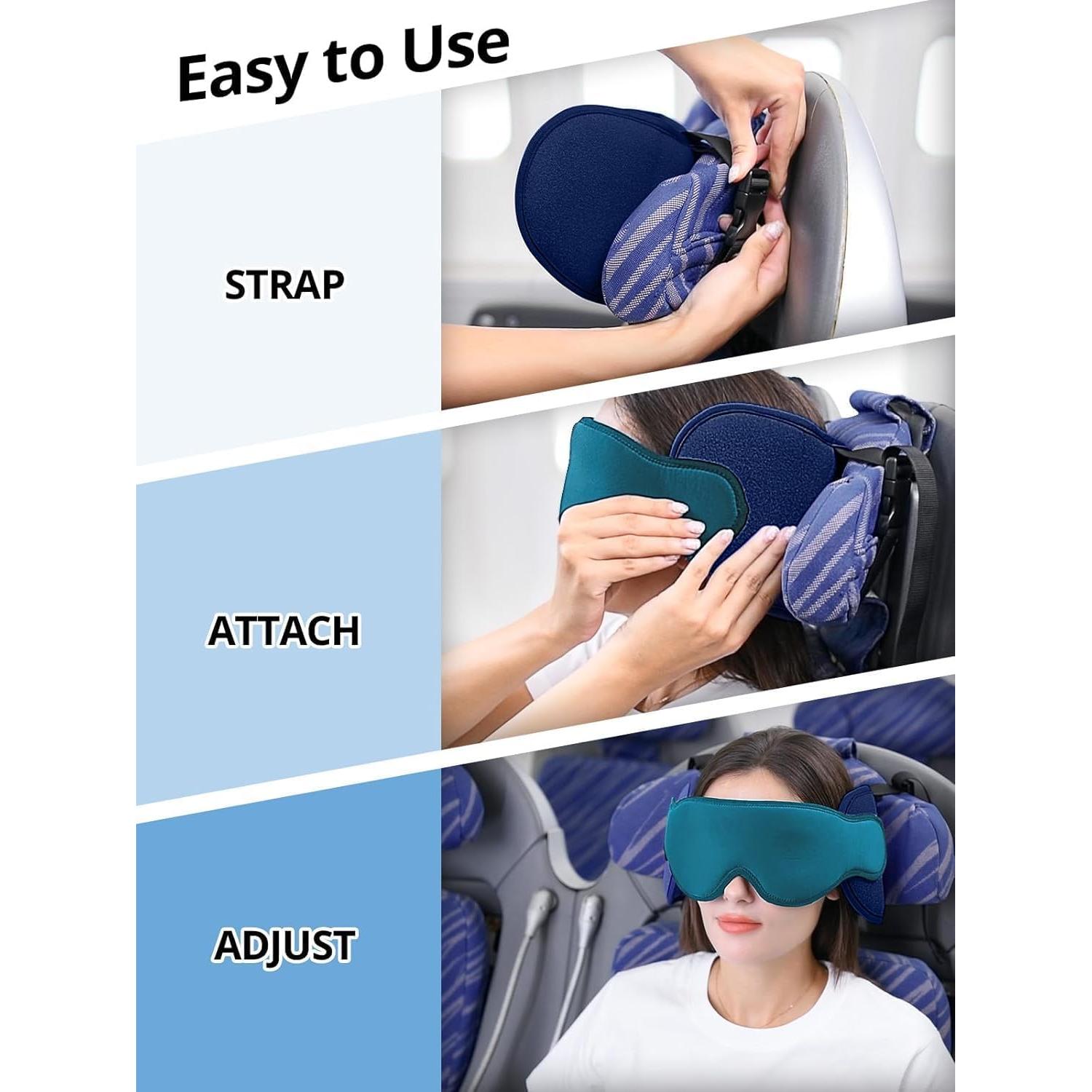 Almohada de viaje Inspireyes con soporte 360° y máscara para ojos