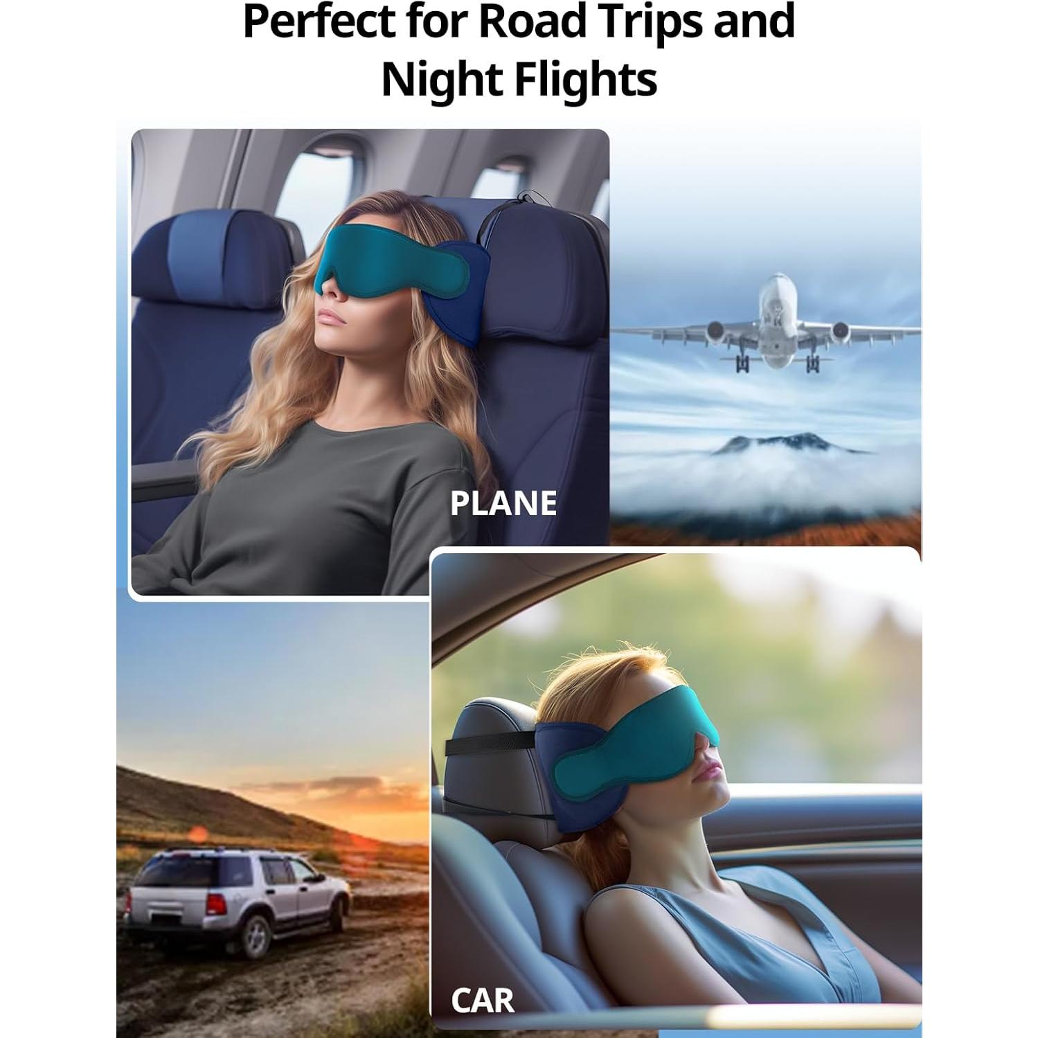 Almohada de viaje Inspireyes con soporte 360° y máscara para ojos