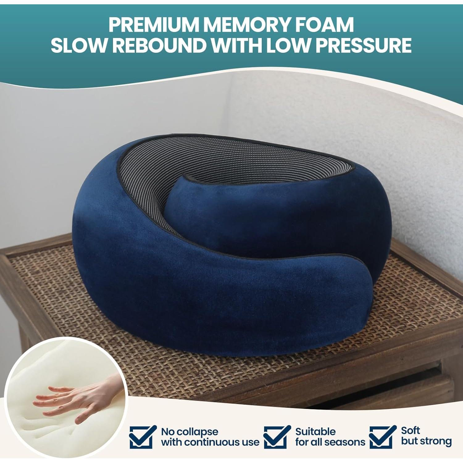 Almohada de Viaje Qrmzpot Espuma de Memoria Azul 380g