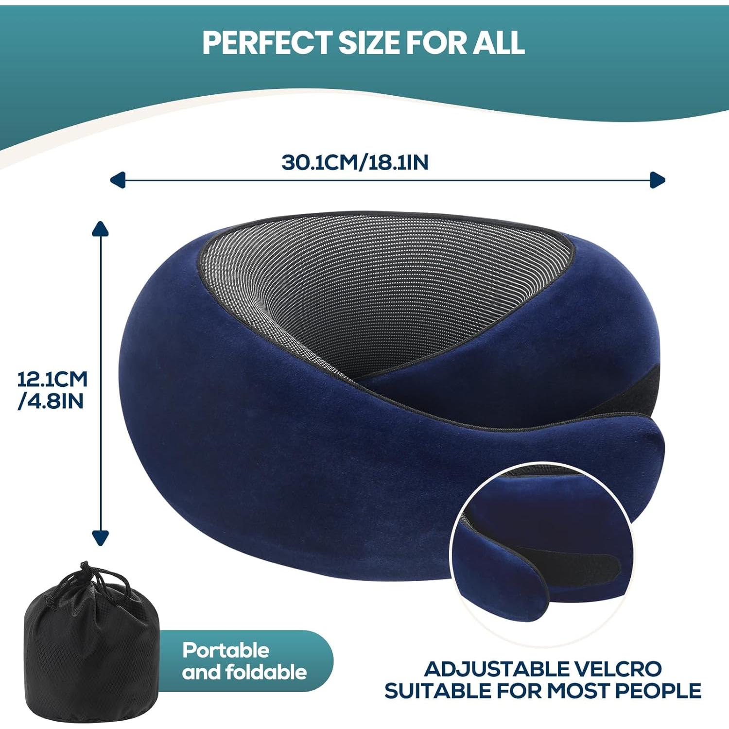 Almohada de Viaje Qrmzpot Espuma de Memoria Azul 380g