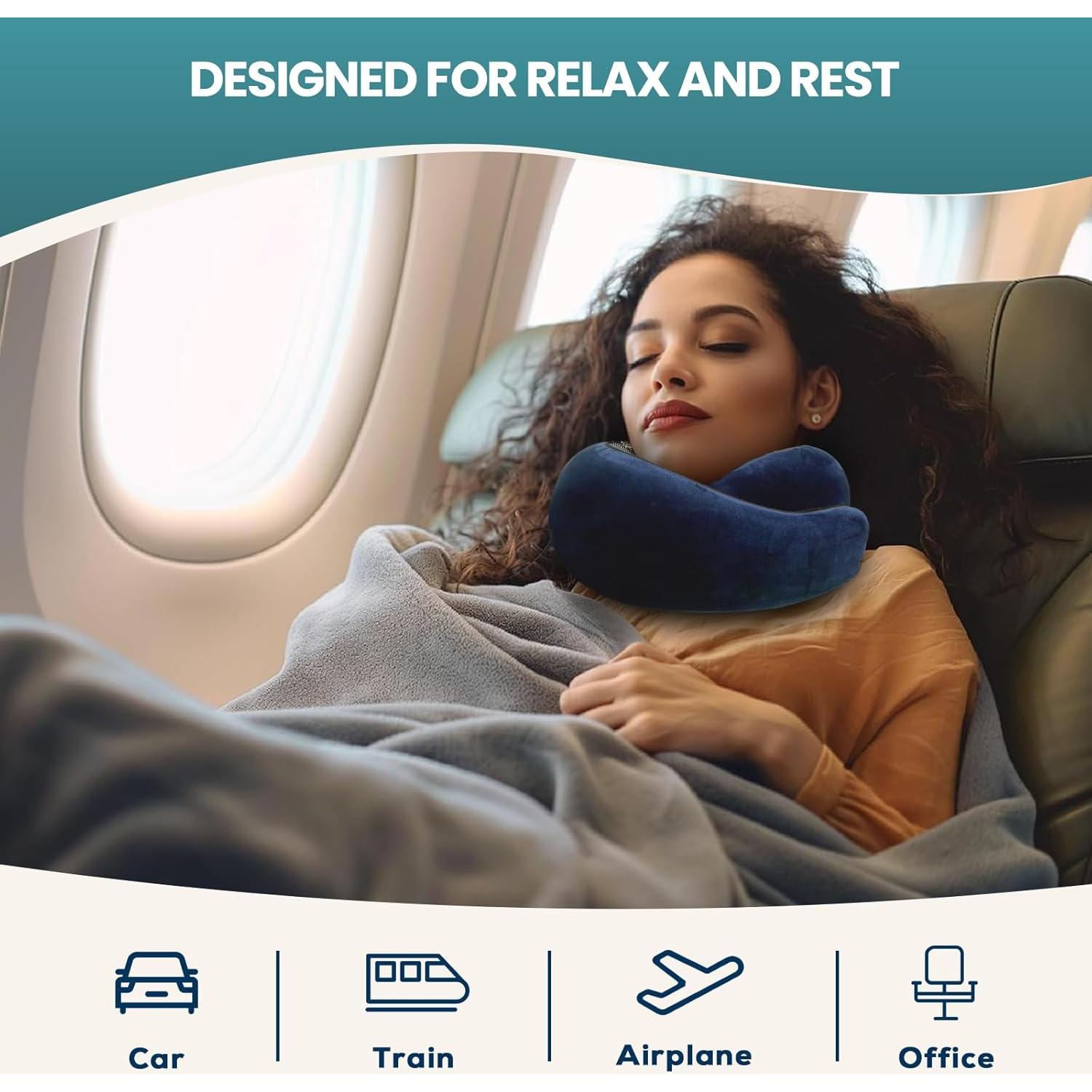 Almohada de Viaje Qrmzpot Espuma de Memoria Azul 380g