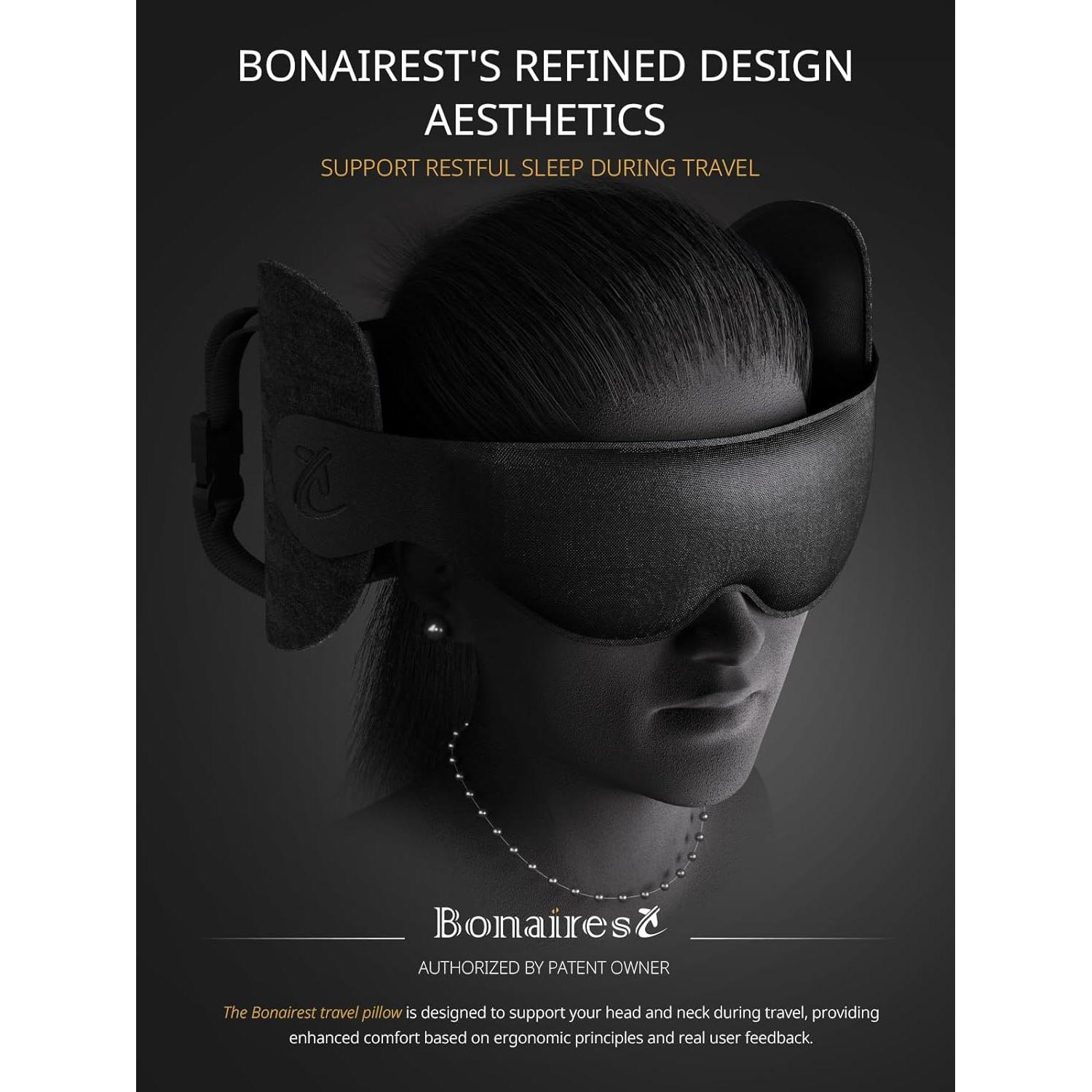 Almohada de Viaje Bonairest con Máscara de Ojos 3D - Soporte 360°