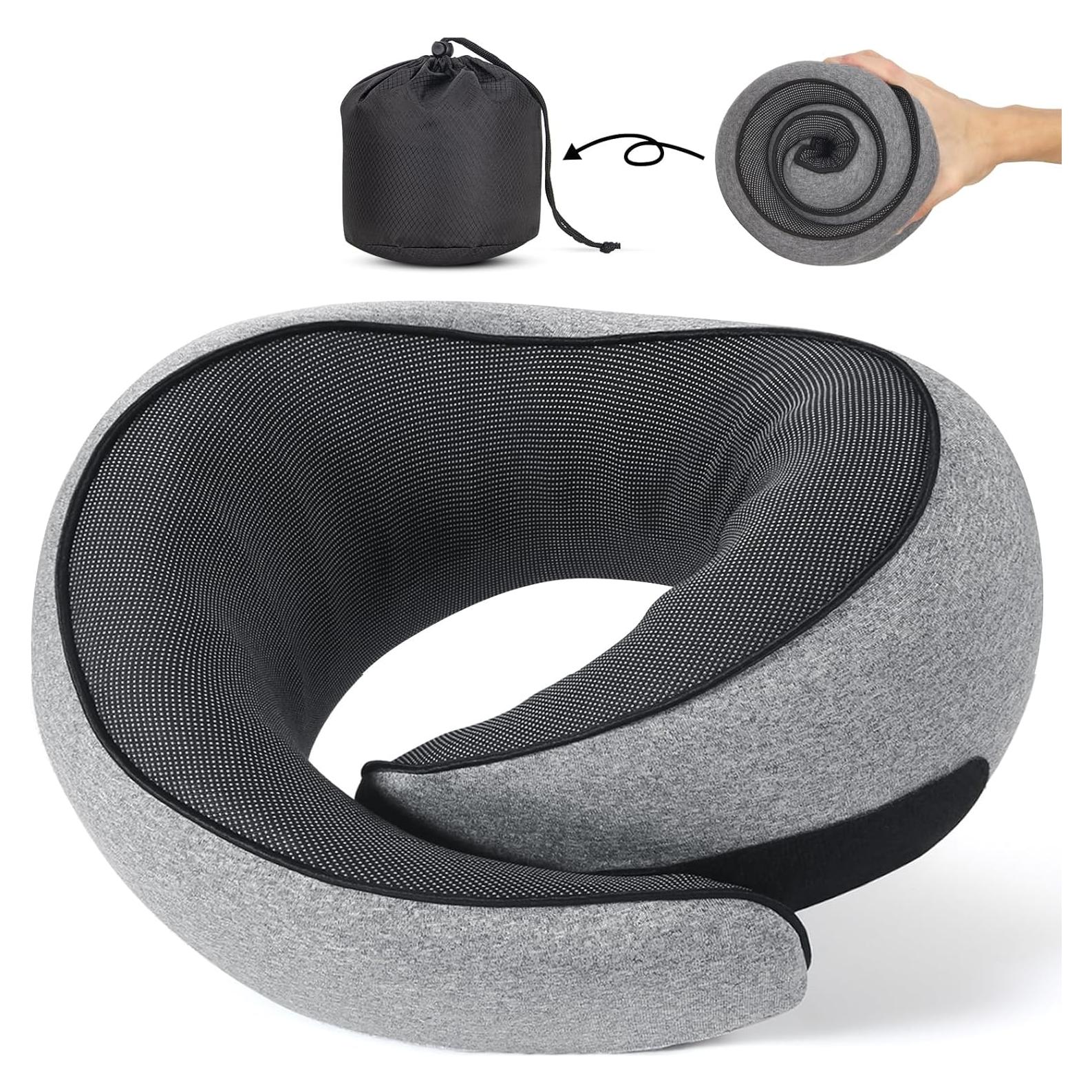 Almohada de Viaje NOCRLG G1 Espuma de Memoria Gris 360° Soporte
