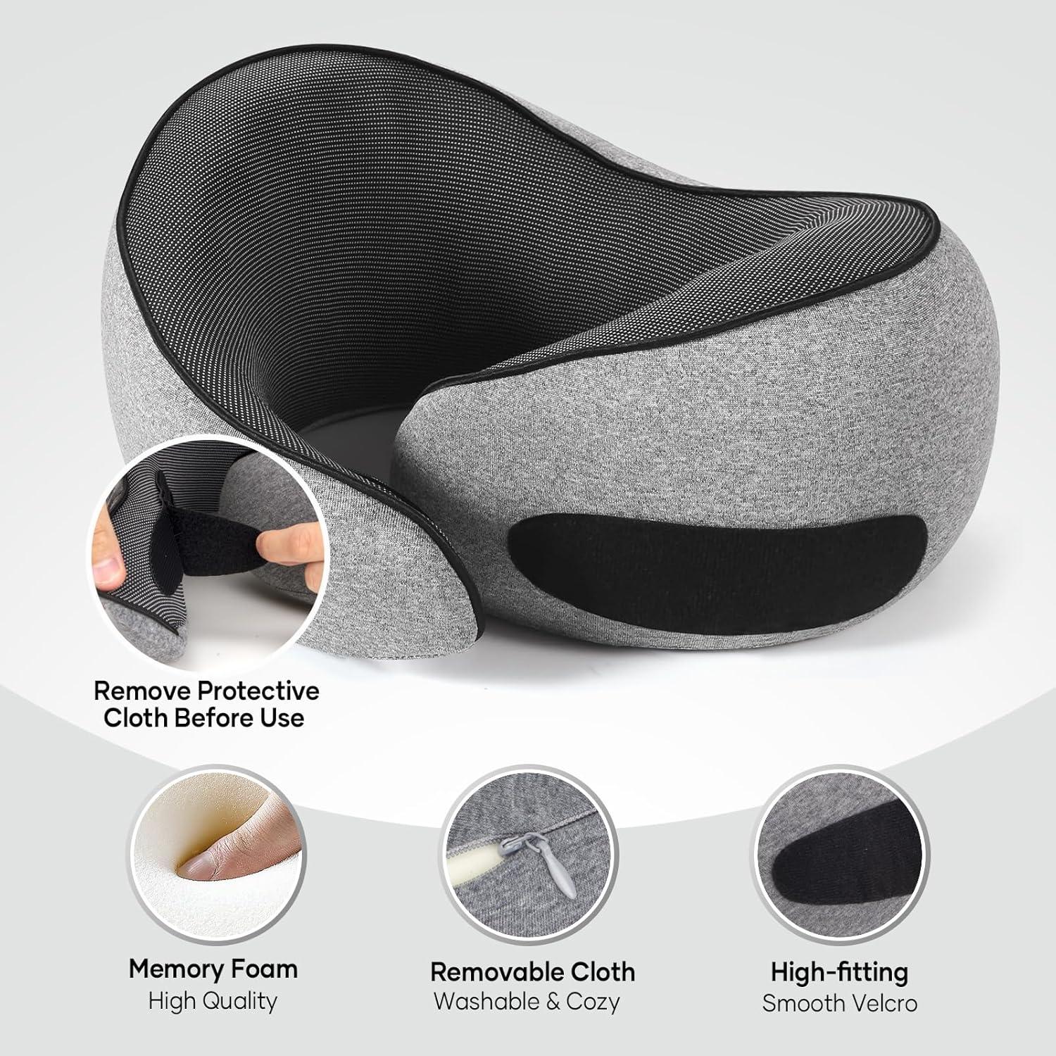 Almohada de Viaje NOCRLG G1 Espuma de Memoria Gris 360° Soporte