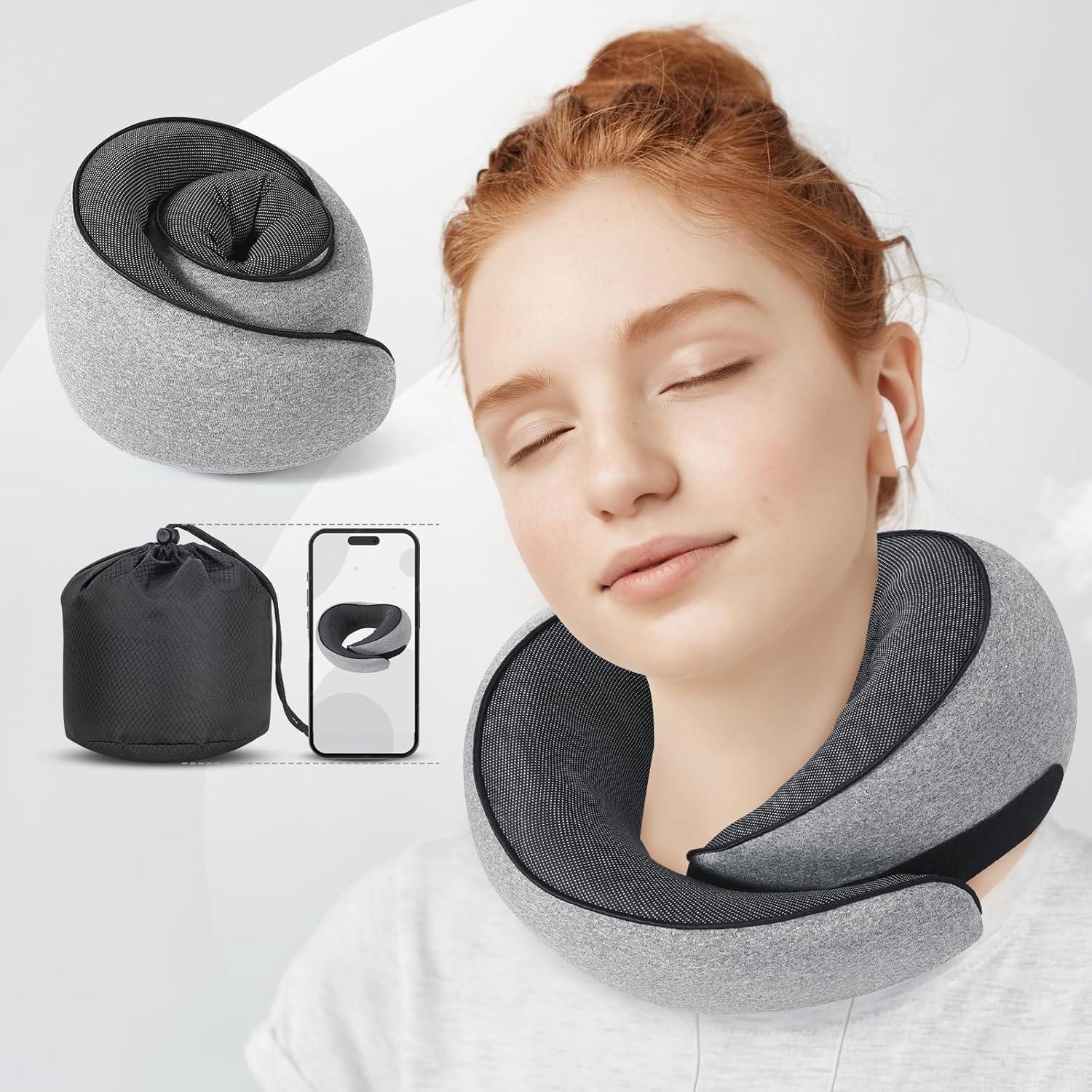 Almohada de Viaje NOCRLG G1 Espuma de Memoria Gris 360° Soporte