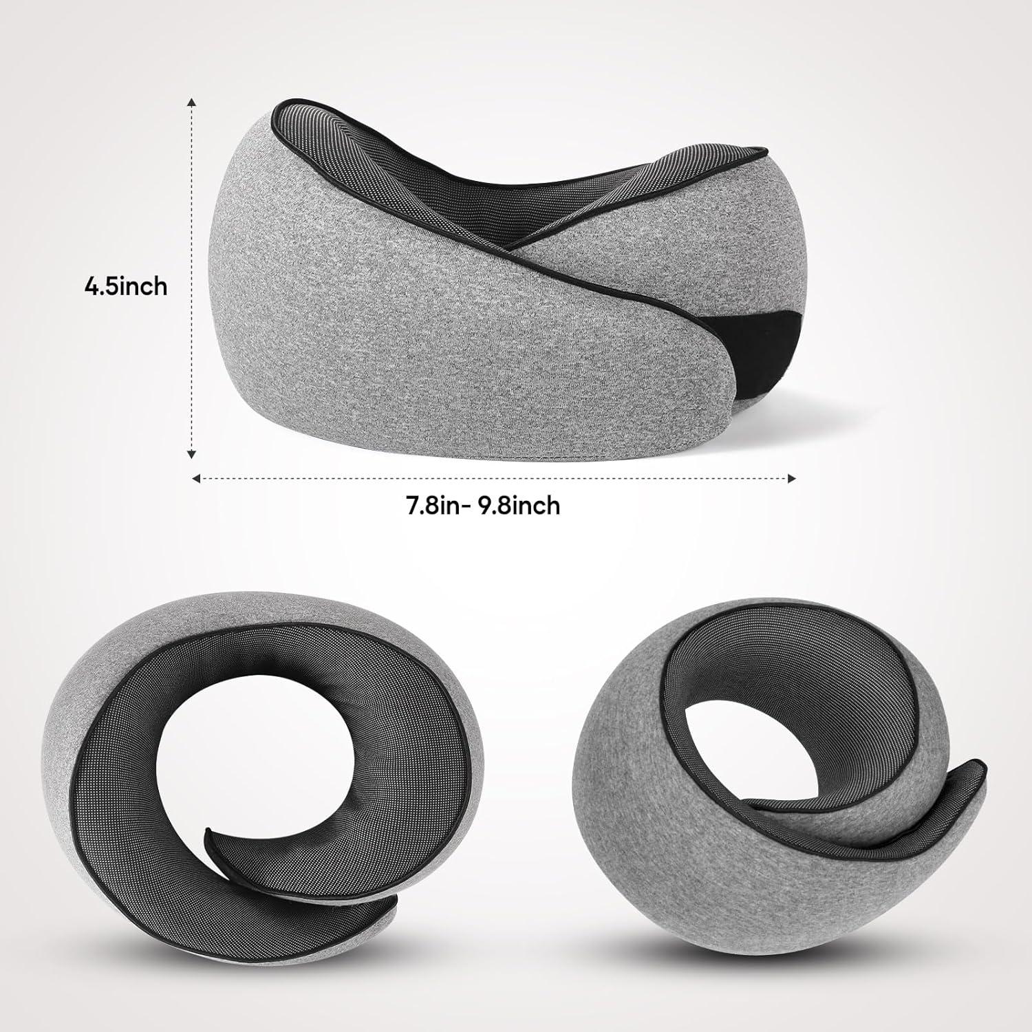 Almohada de Viaje NOCRLG G1 Espuma de Memoria Gris 360° Soporte