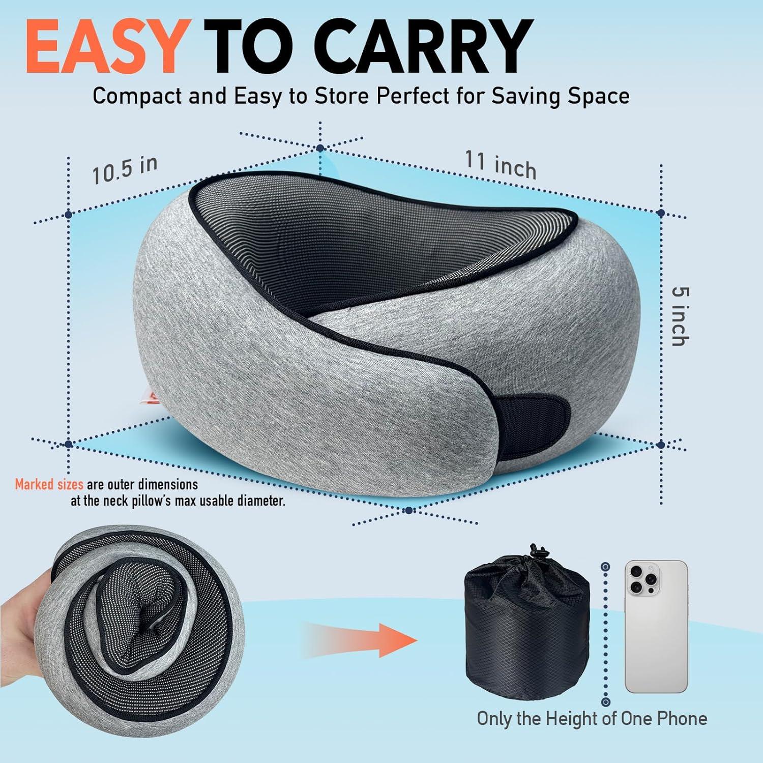 Almohada de Viaje HWGIZP de Espuma de Memoria Ergonómica