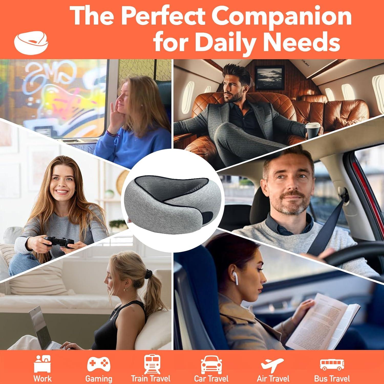 Almohada de Viaje HWGIZP de Espuma de Memoria Ergonómica