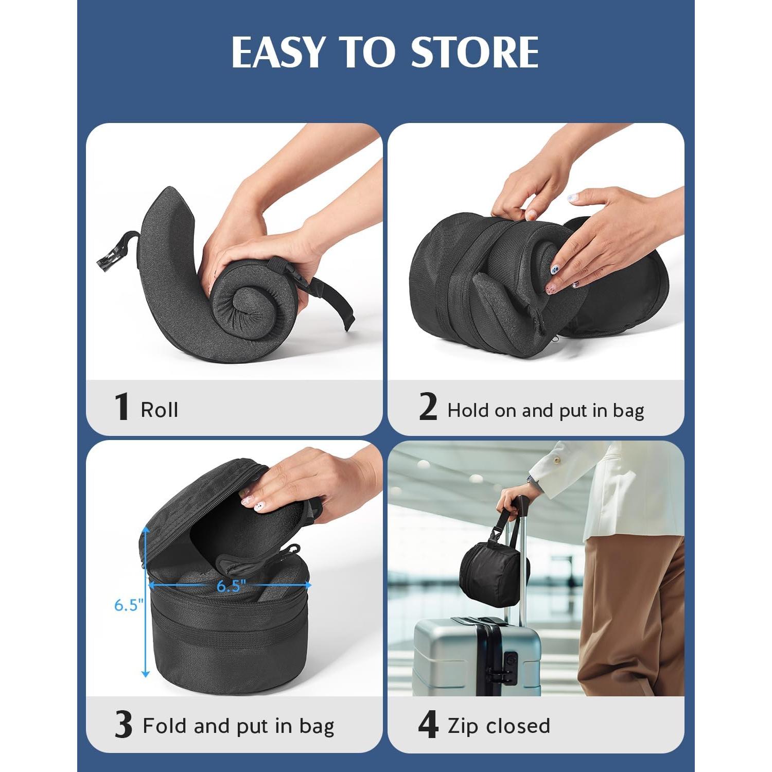 Almohada de Viaje YFONG con Máscara de Ojos 3D Negra