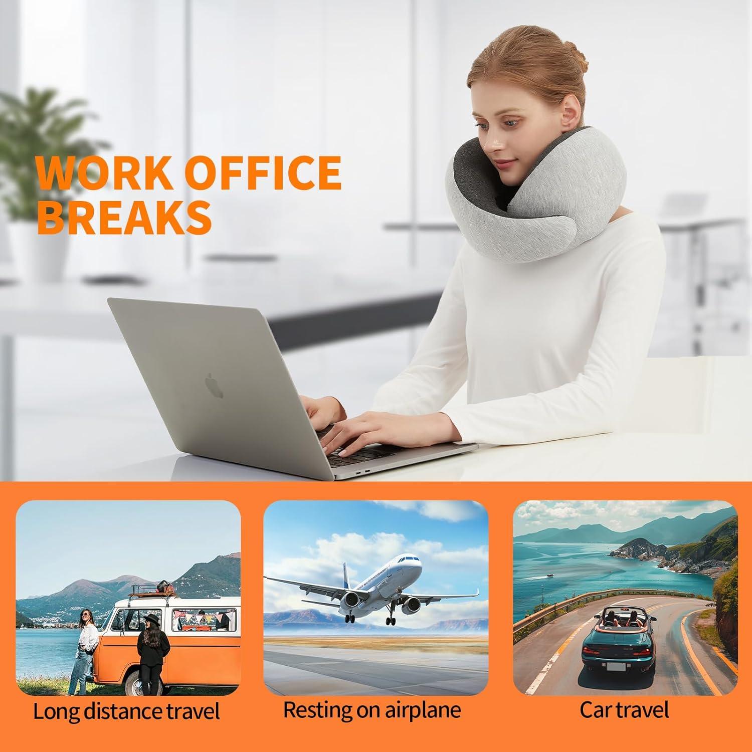 Almohada de Cuello de Viaje RKADIR Gris Espuma Viscoelástica