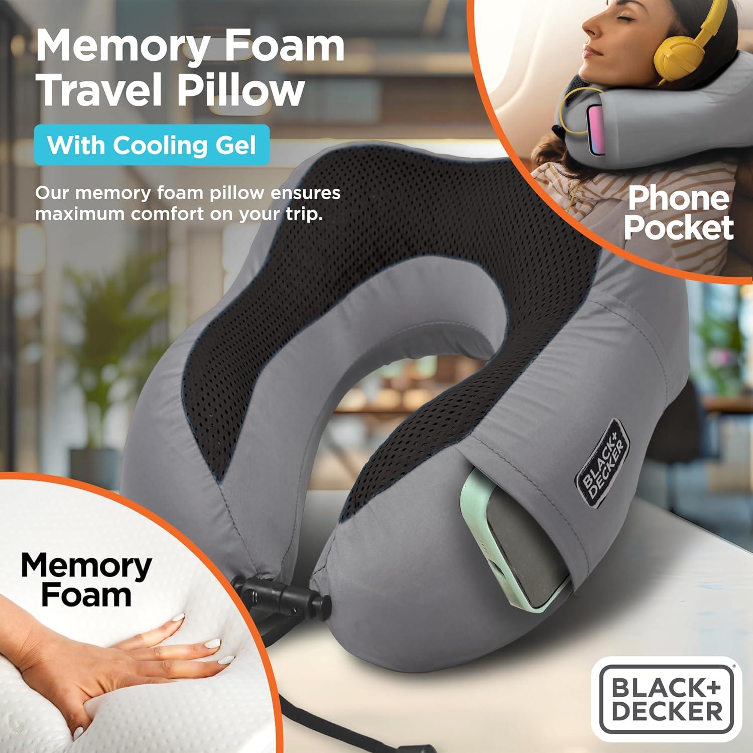 Almohada de Cuello BLACK+DECKER Espuma de Memoria Gel Refrigerante